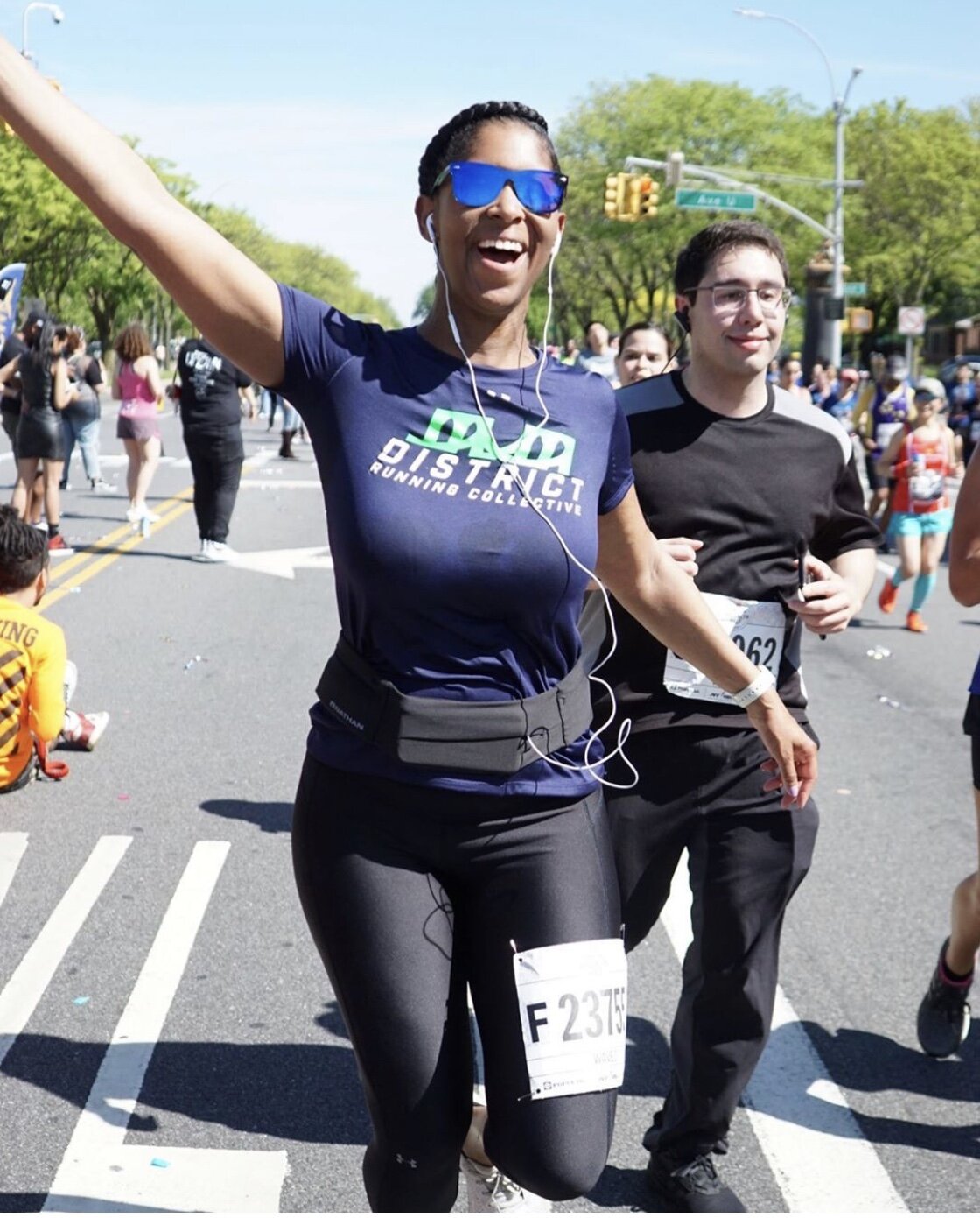 Natalie gets hype during the 2019 Popular Brooklyn Half Marathon