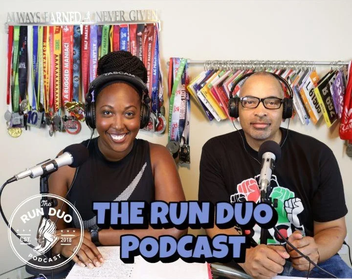 India Cook with her co-host Tommy Mitchell on The Run Duo Podcast . Photo: The Run Duo.