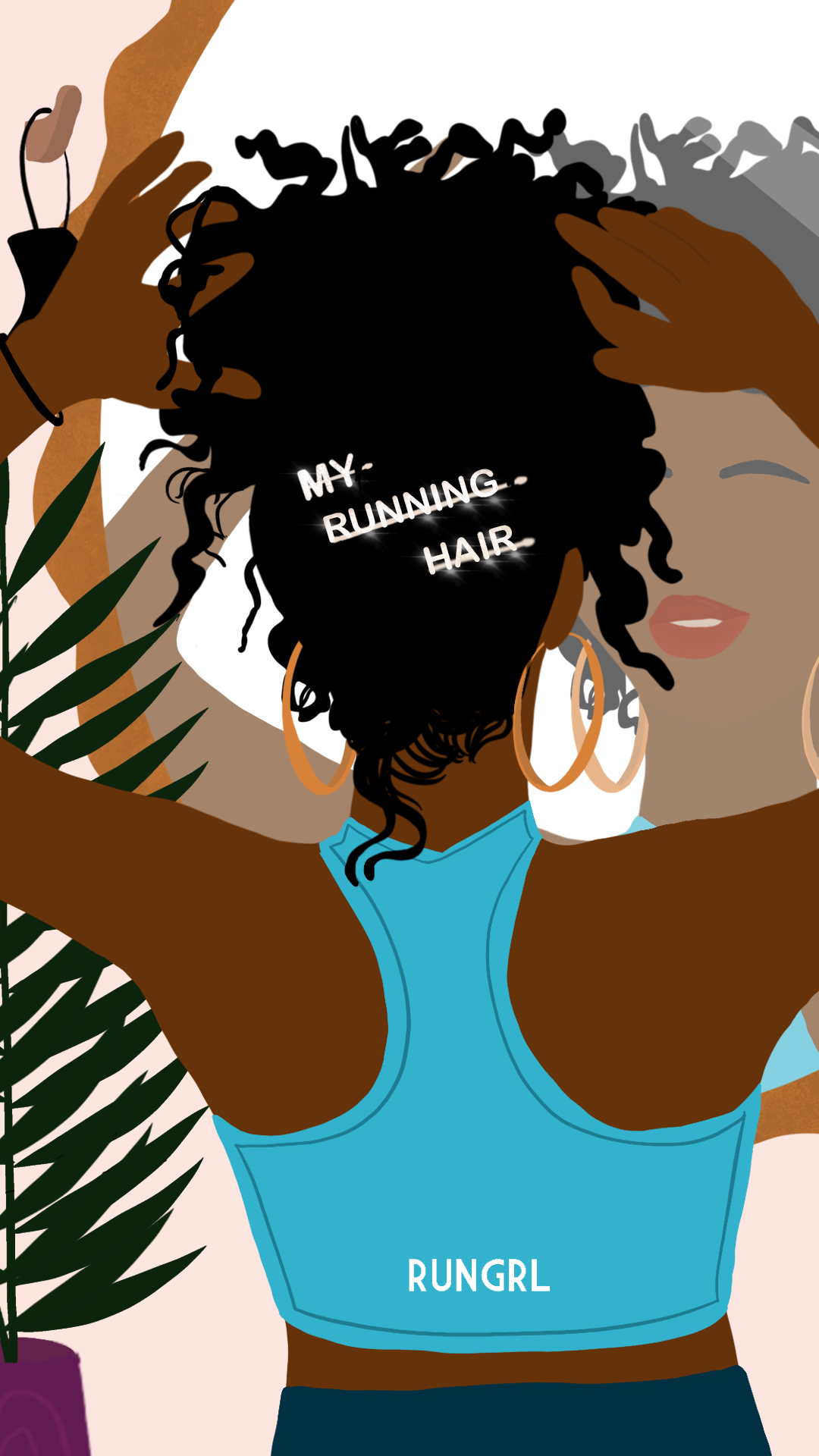 RUNGRL Illustration - My Running Hair - Phone Wallpaper.png