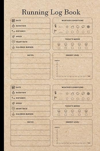 Running log book journal, My Running Diary