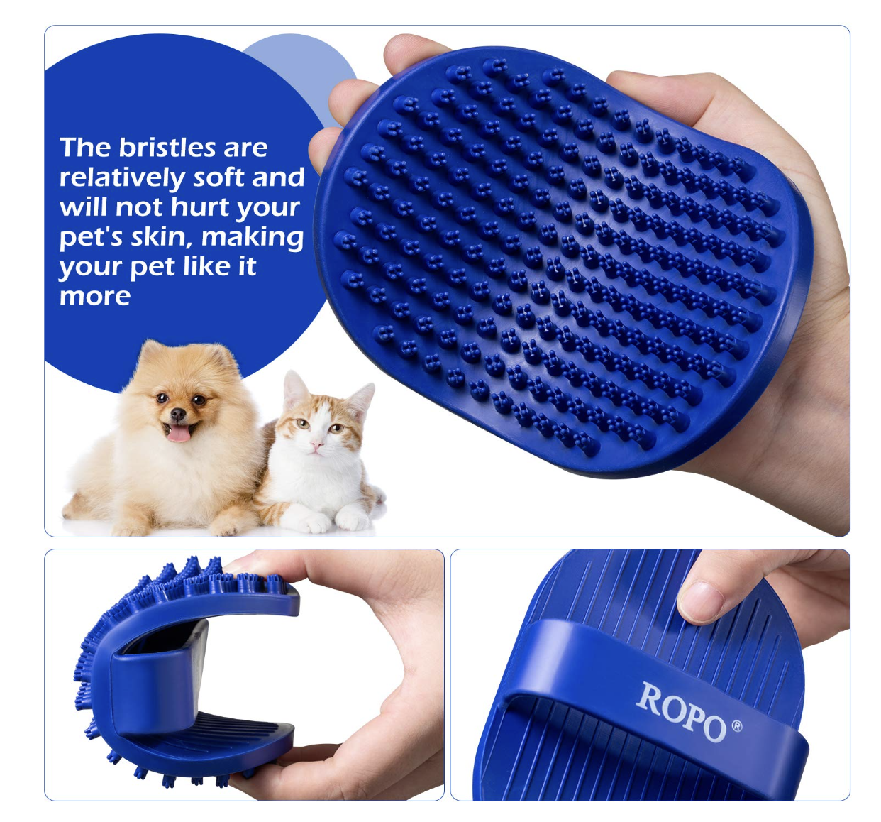 ROPO rubber massage pet shampoo brush