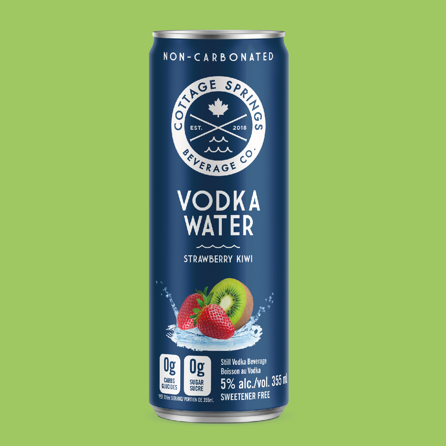 STRAWBERRY KIWI VODKA WATER   This dynamic duo needs no introduction. Our Strawberry Kiwi Vodka Water will become a staple in your fridge. Light and refreshing, while still packing a punch of a classic flavor. None of the sugar, none of the carbs, all of the deliciousness.