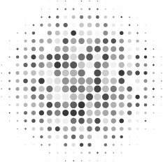 A black background with a pattern of gray and black dots arranged in a circular gradient representing discovery phase.
