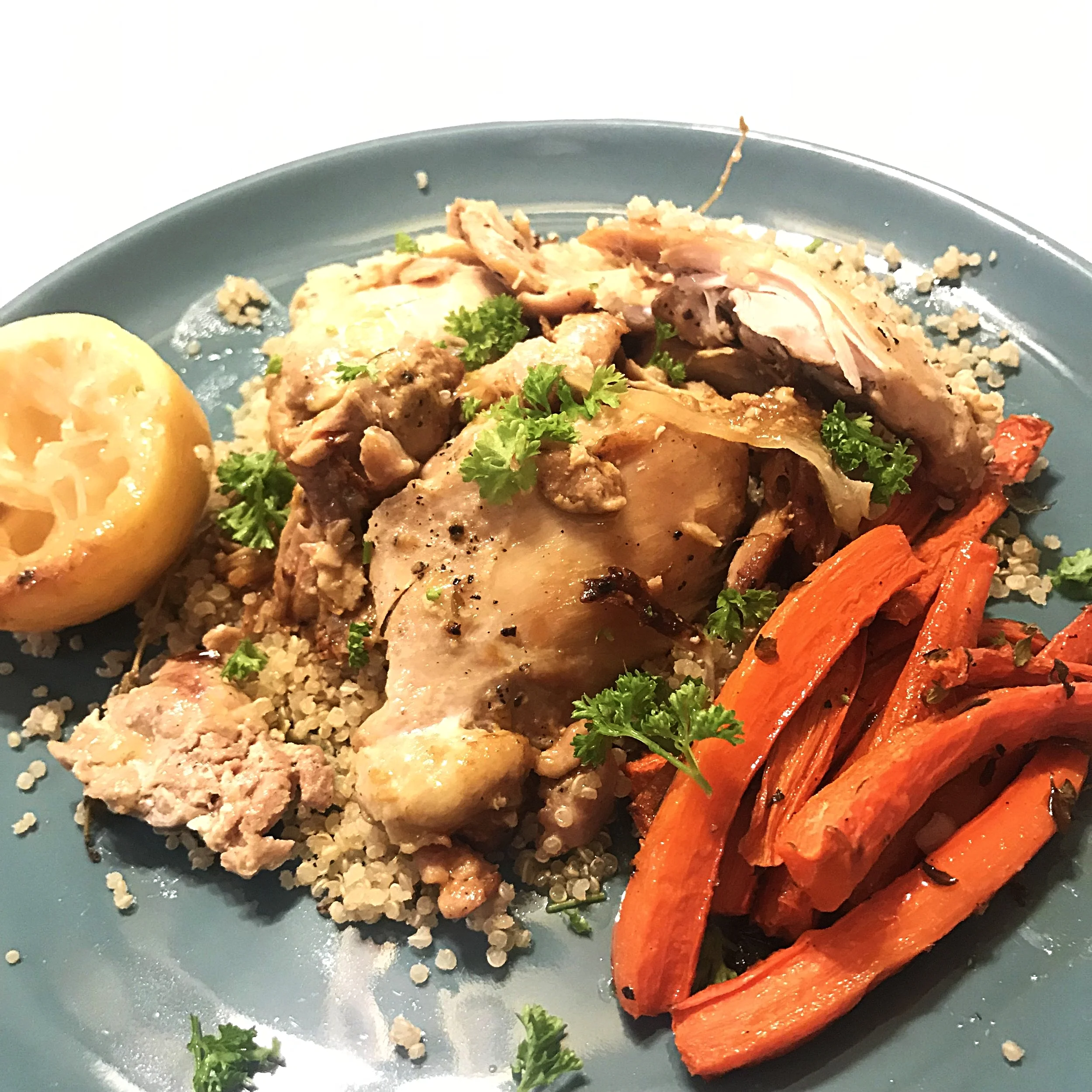 Recipe for Lemony Chicken Dinner, plus money and time saving tips