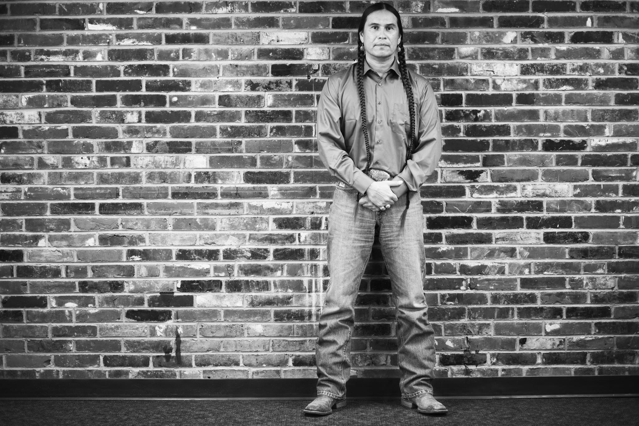 “The counsellor at my school asked us what we want to be when we grow up. I answered, ‘Either a doctor or a firefighter.” He said, ‘You can’t.’ So I asked him ‘Why?’ He answered, ‘Because the Indian is dead. Your people are dead.’” Moses J. Brings Plenty,48, is an Oglala Lakota television, film, and stage actor, as well as a traditional drummer and singer who works to help the Native American community recover and share its culture with the rest of the world through public speaking engagements and festivals celebrating Native American rituals, dances, stories and history. © Images by Eman Mohammed | Broken Souvenirs series.