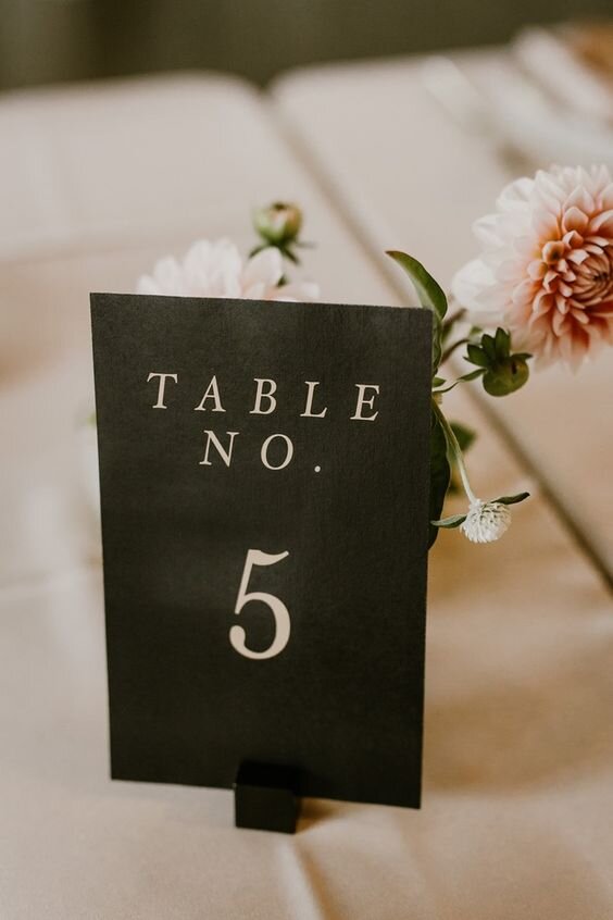 Serif Font Wedding Table Number