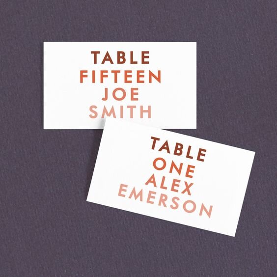 Sans Serif Font Wedding Table Number Escort Cards