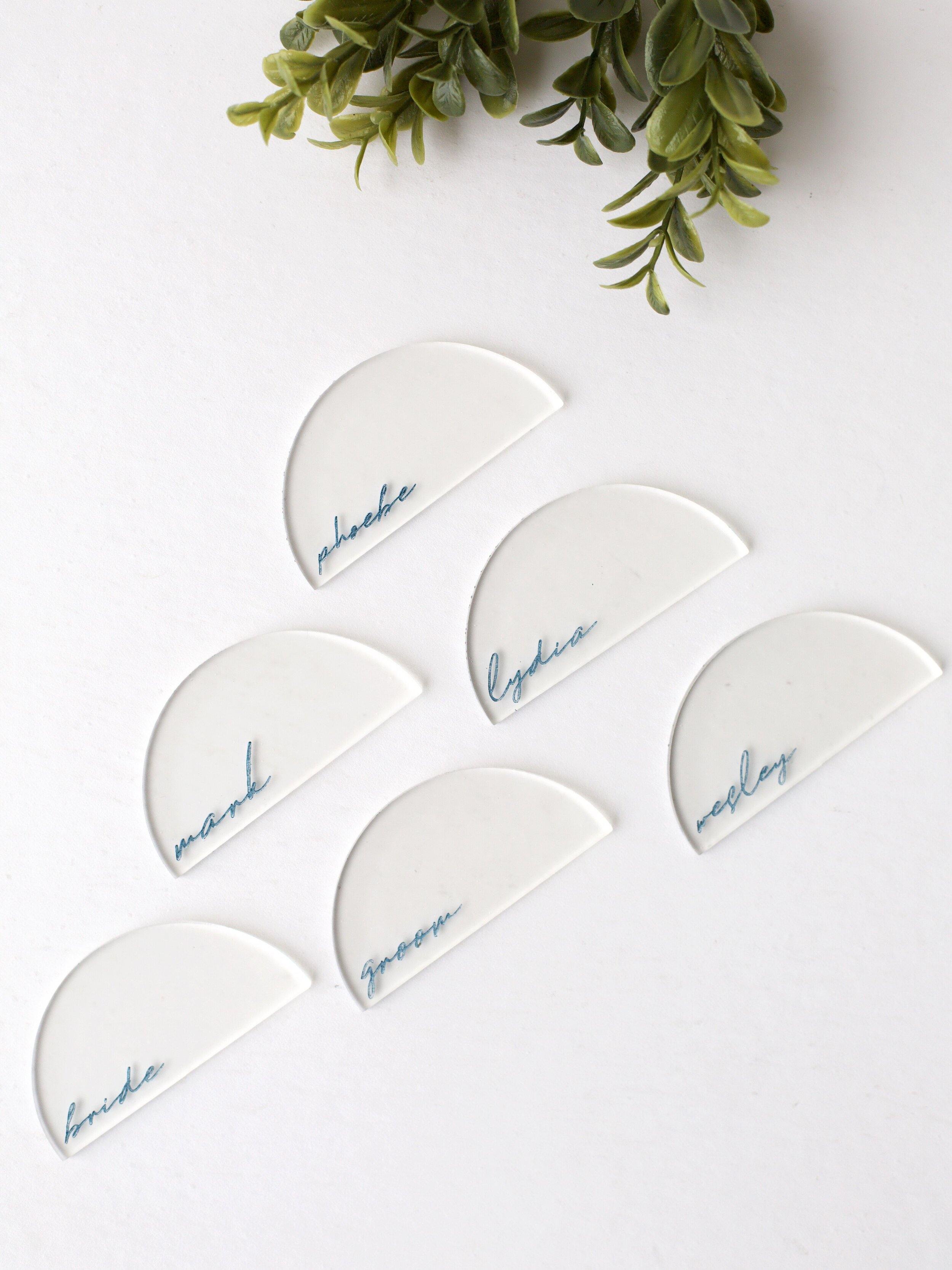 Minimal Frosted Acrylic Glass Script Escort Place card