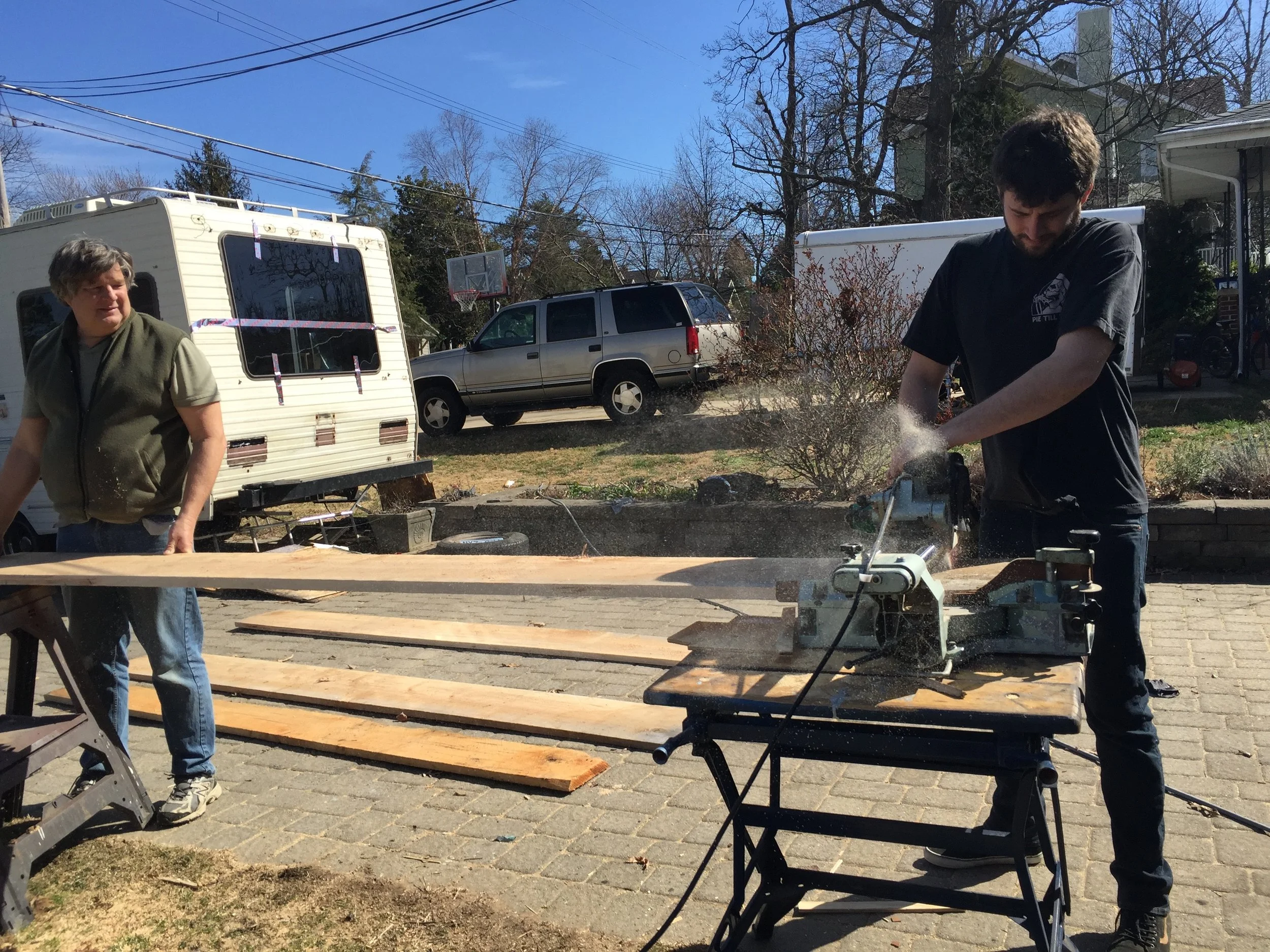 Breaking down the Ambrosia Maple for the counter tops