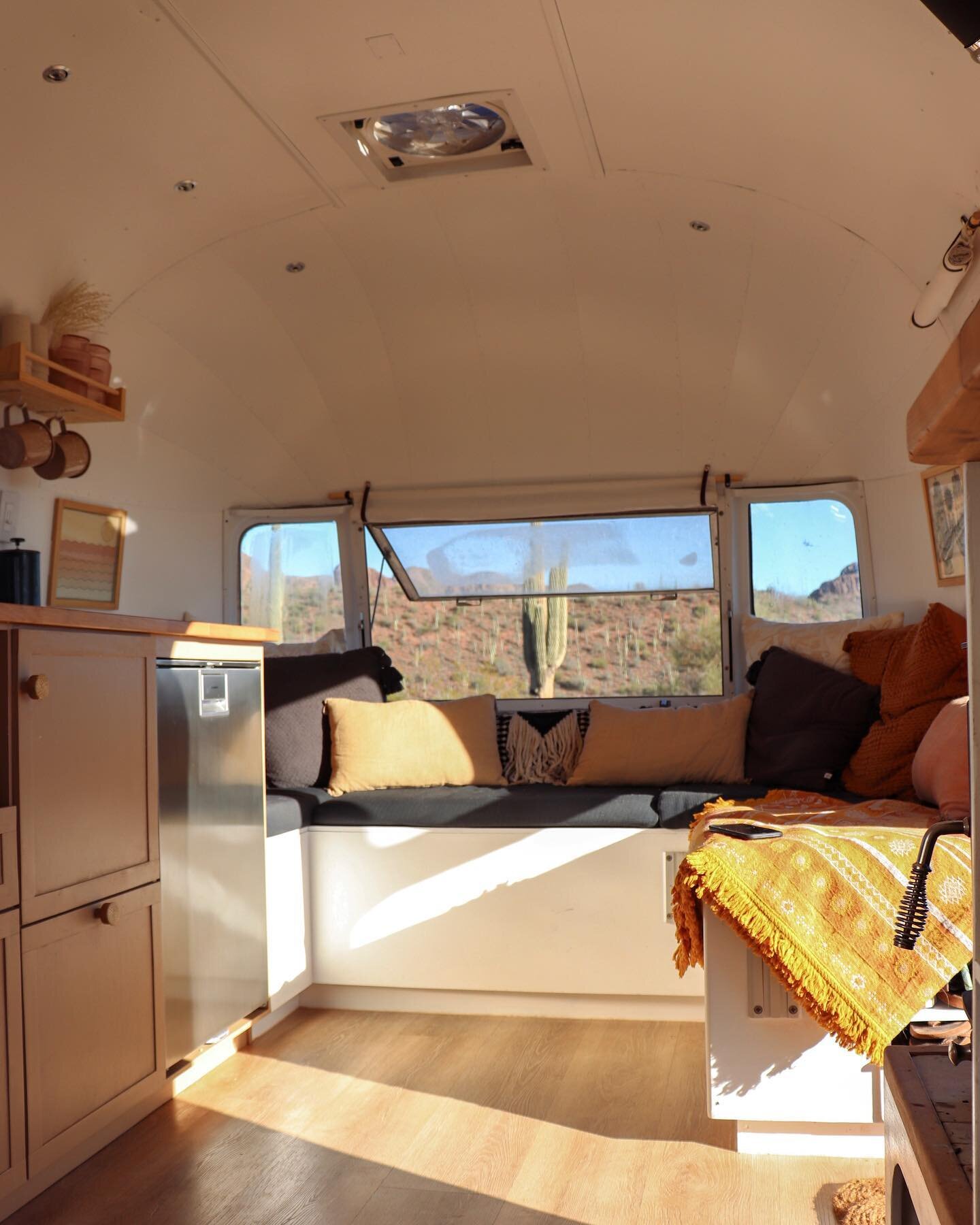 We went back and forth about the couch cushions in the airstream.  In our last rv build we went with marine vinyl for our cushions because our dogs were a lot more active when we first hit the road, so there was much more mud and dirt getting tracked