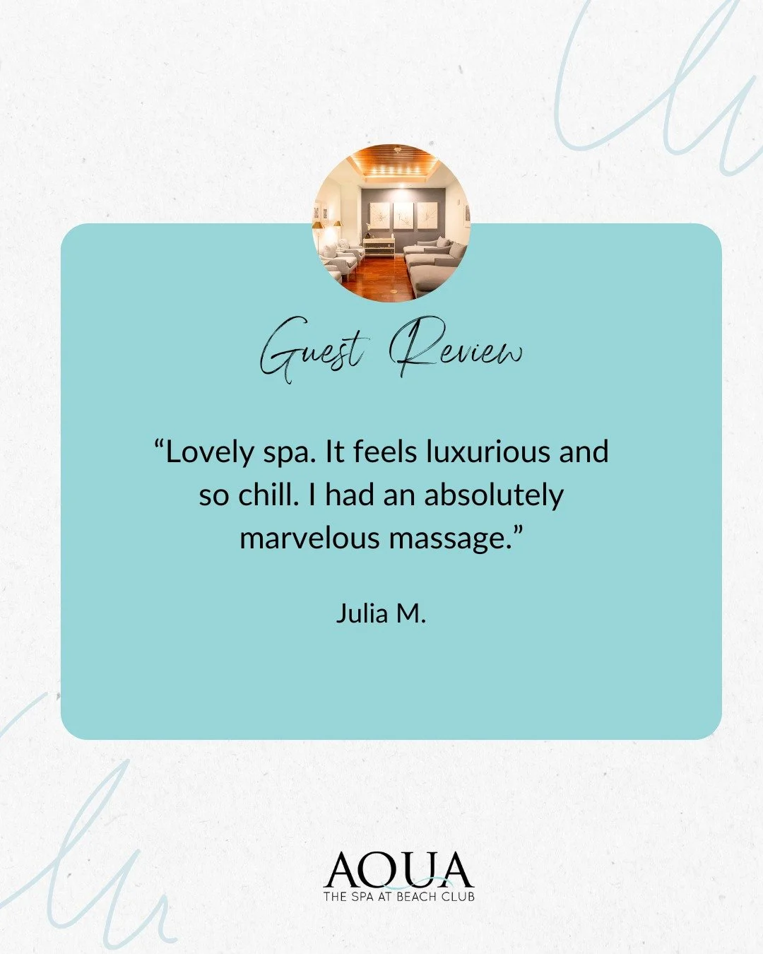 &ldquo;Lovely spa. It feels luxurious and so chill. I had an absolutely marvelous massage.&rdquo;
- Julia M.
