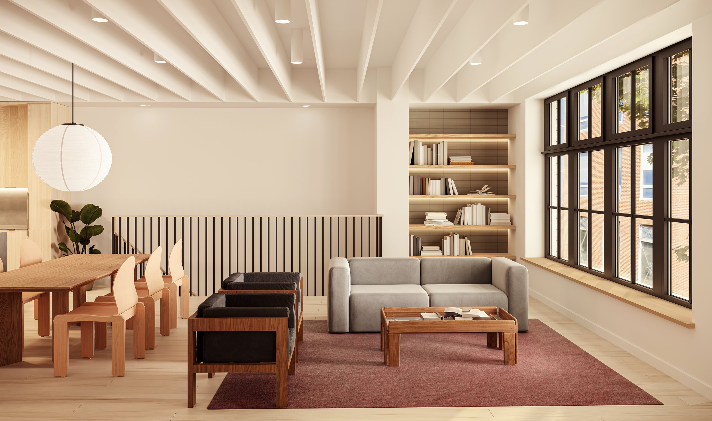 Kitchen-Living room - Rift Oak shelves - slightly darker high res.JPG