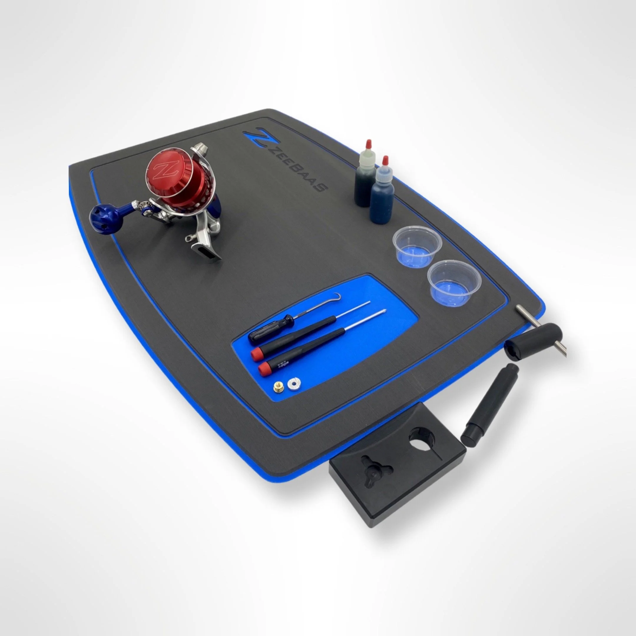 Z-Utility Pad - Blue Top Angle View with Reel.JPG