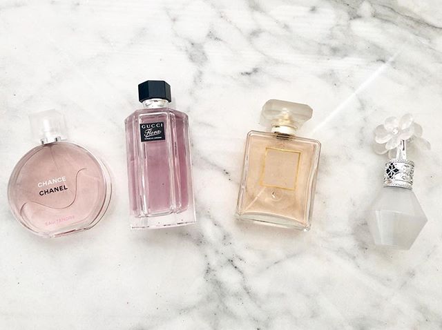 Spring scents🌷🌸💐 What are your favorite perfumes for this time of year? .
.
.
#springperfume #perfume #chanelperfume #chanelbeauty #chancebychanel #chaneleautendre #cocomademoiselle #chanelmademoiselle #jillstuart #jillstuartperfume #jillstuartbea
