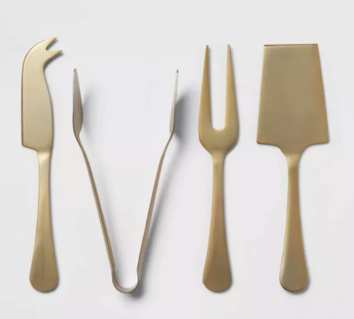 CHEESE SERVING SET - GOLD