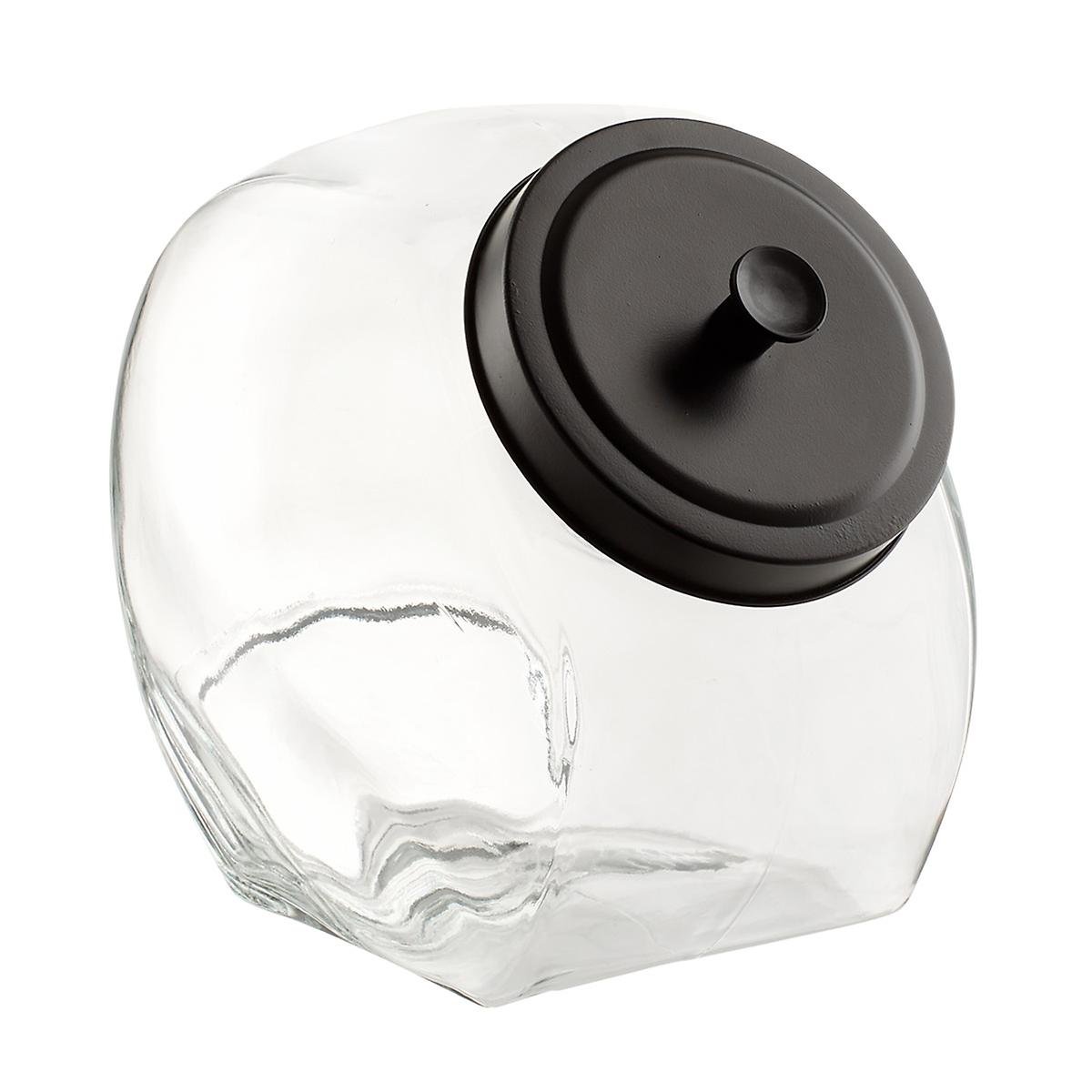 Slanted Glass Canister with Matte Black Lid