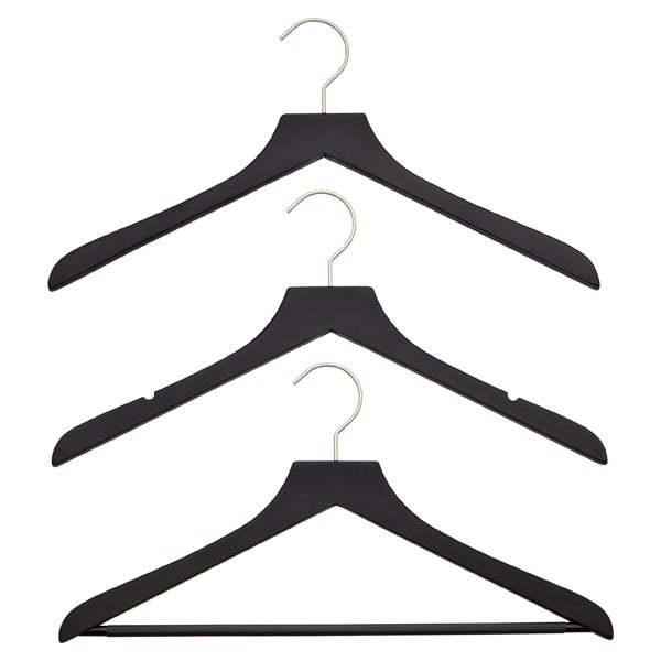 Basic Black Soft Matte Wooden Hangers