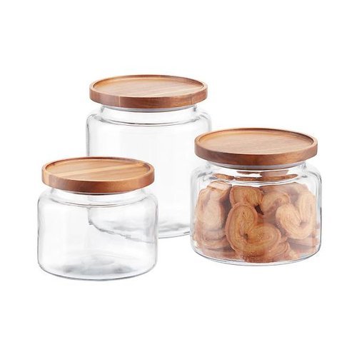 Glass Canisters with Oak Lids