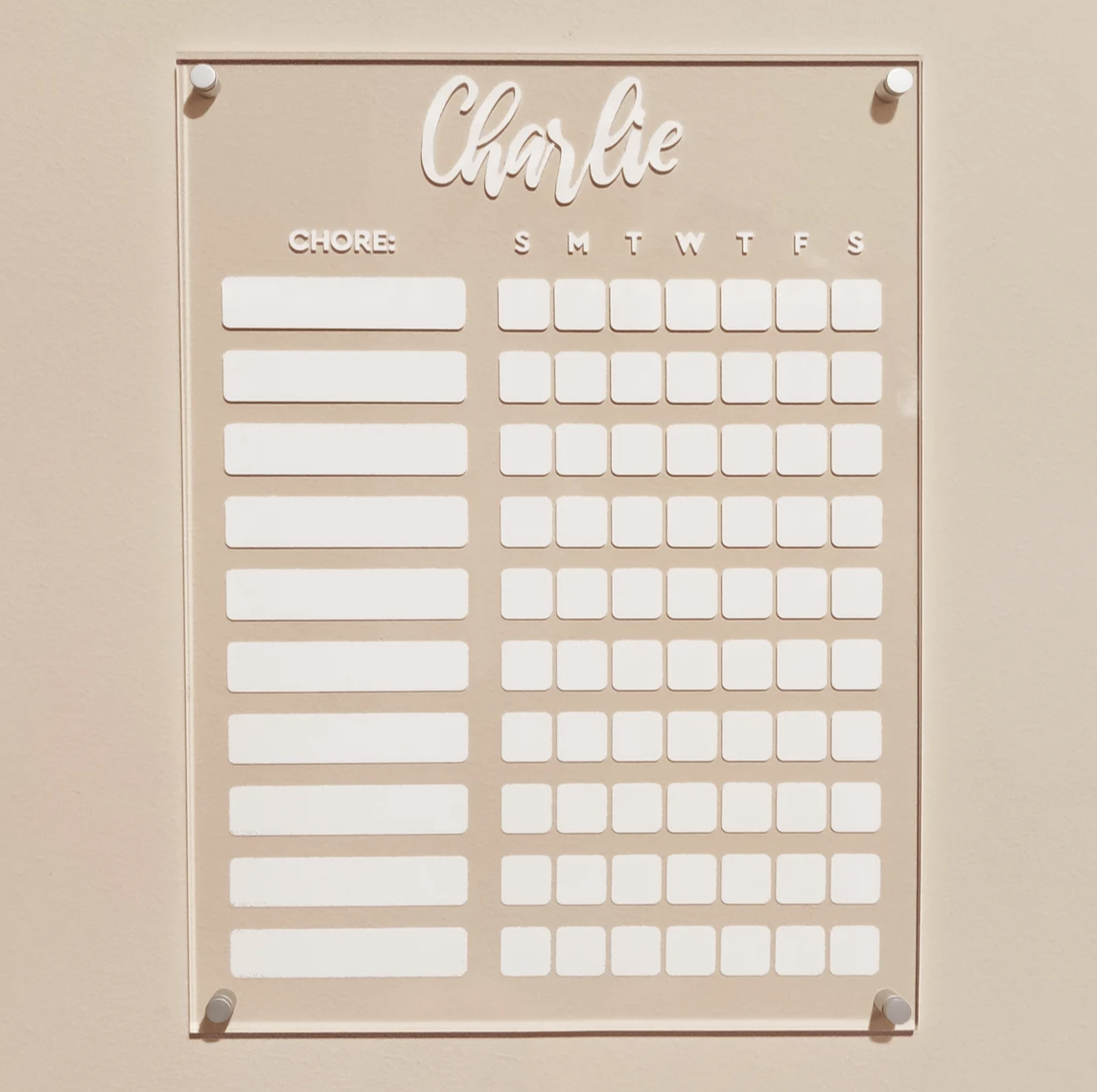 Acrylic Chore Chart