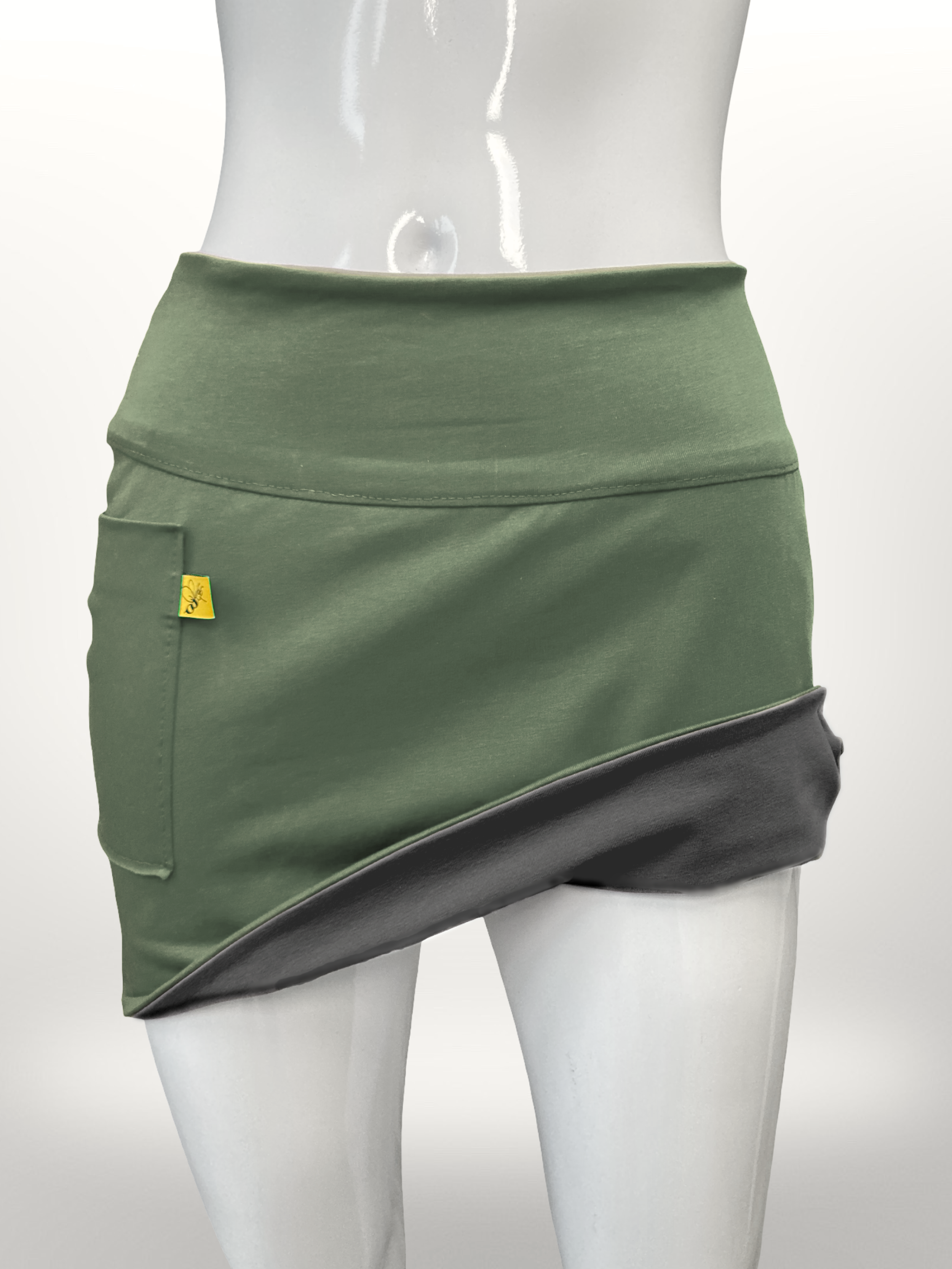 Wende-Mini! blasses Khaki/Dunkelgrau