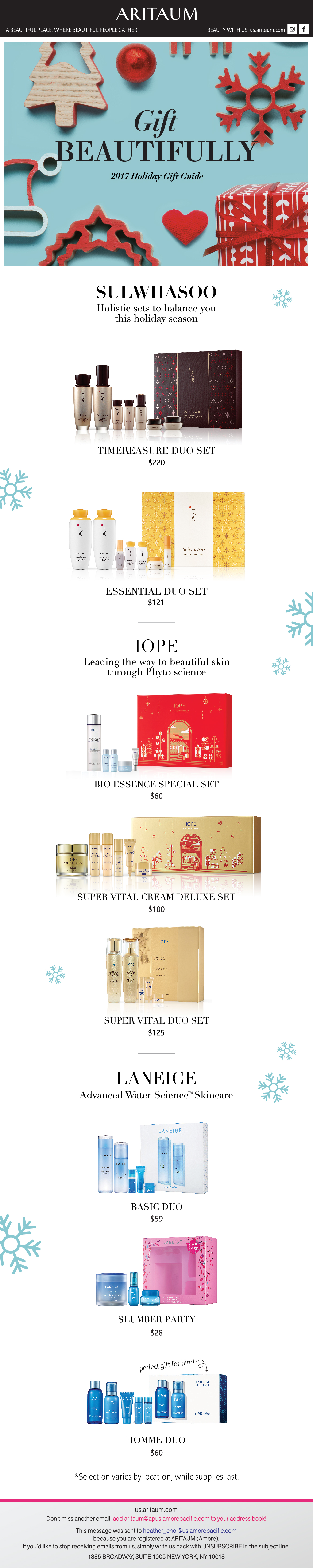 holiday e-blast for ARITAUM