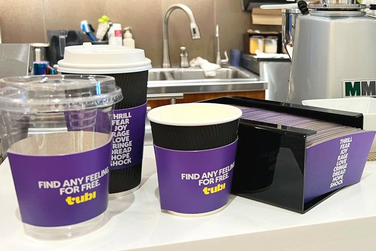Coffee Sleeve Ad Campaign for Tubi in Toronto, Canada