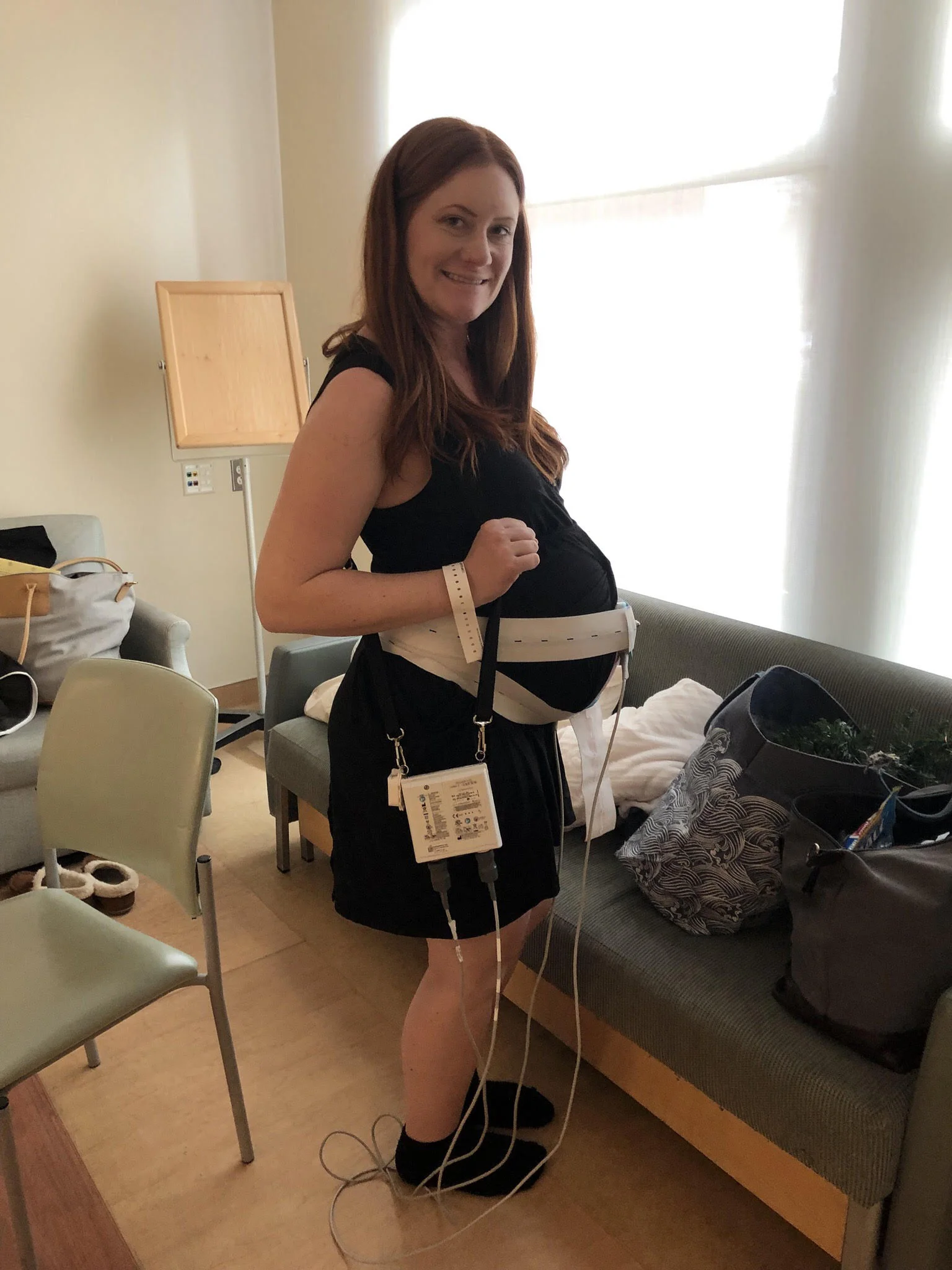 Our first day at the hospital with all of my hook-ups…you can tell it’s the first day because of how good my hair looks LOL.