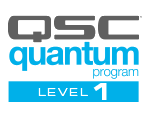 Logo for the QS Quantum Program Level 1 with black, blue, and white colors.