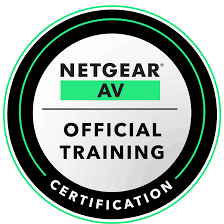 NETGEAR AV official training certification badge.
