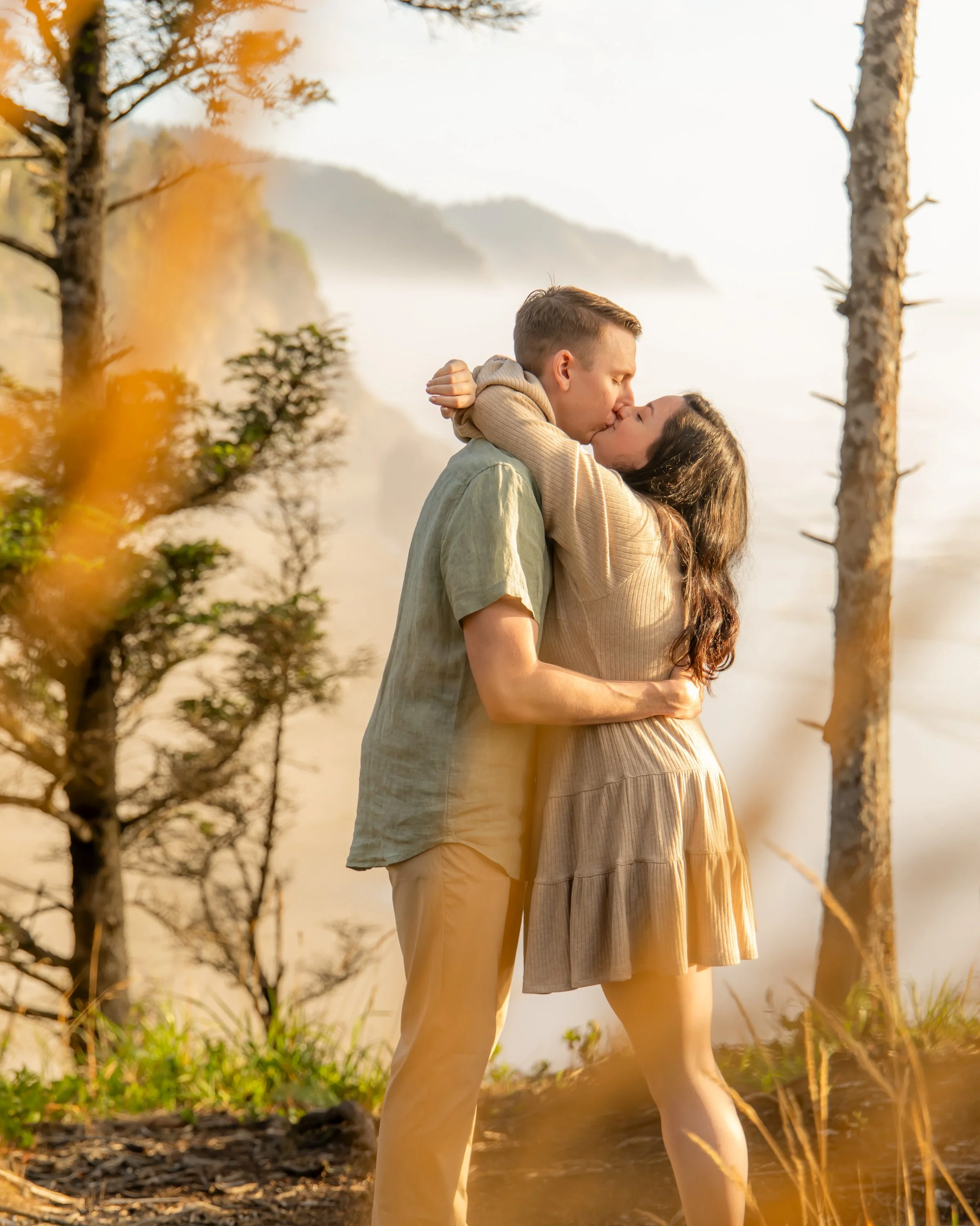 Golden Love: A Sunset Engagement at Hug Point on the Oregon Coast