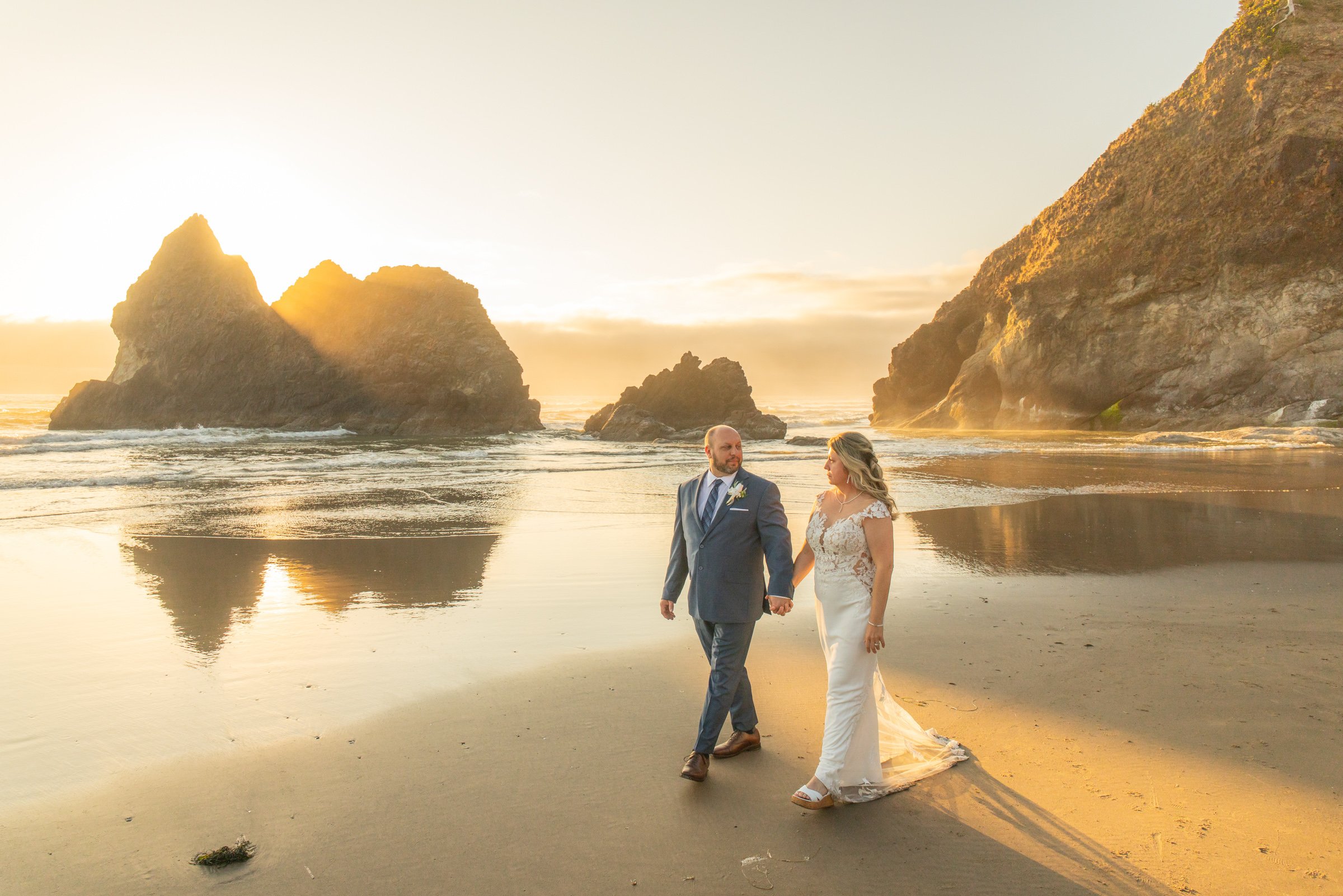Jeremy &amp; Olga’s Romantic Cannon Beach Elopement Beside Haystack Rock