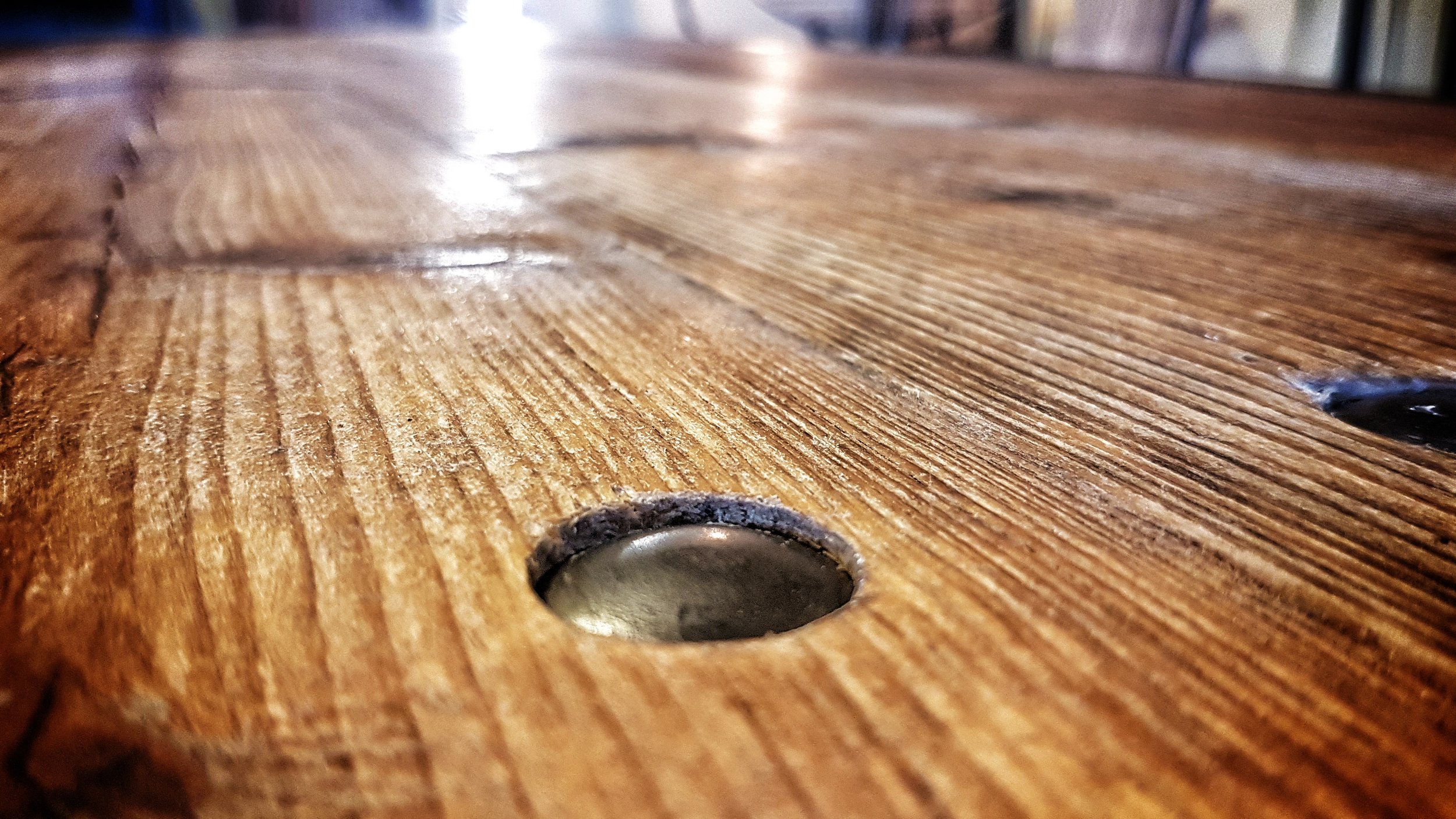 Reclaimed wood waxed natural patina table top