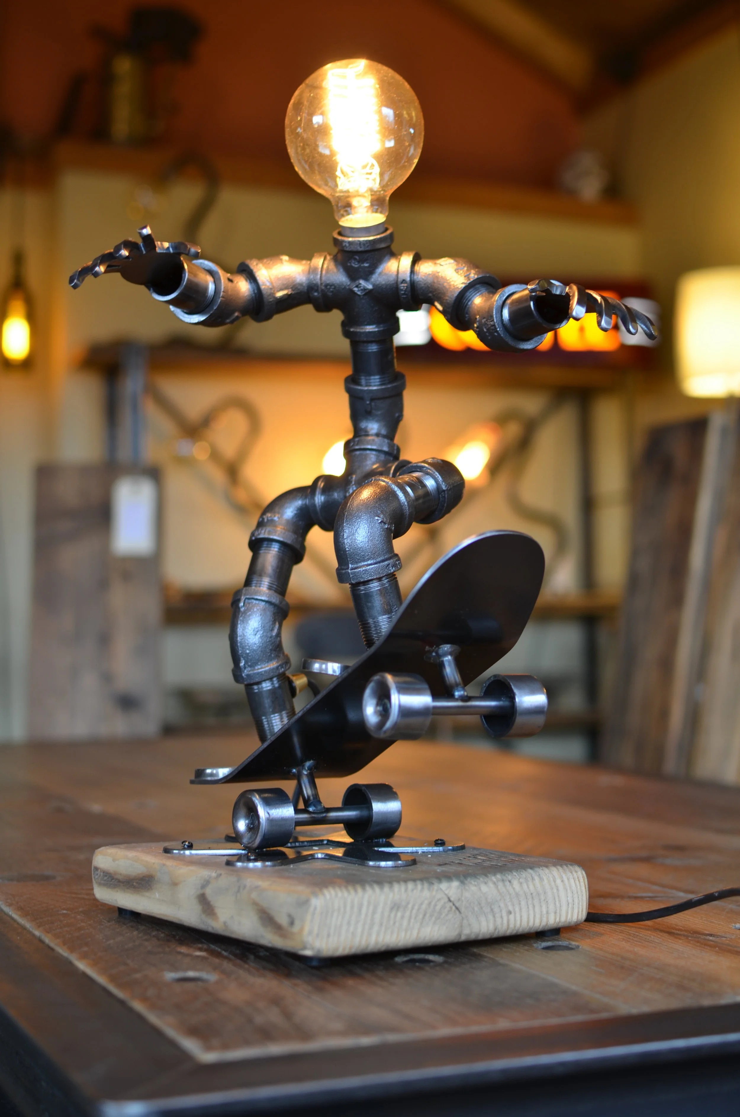 Pipe man on a skateboard