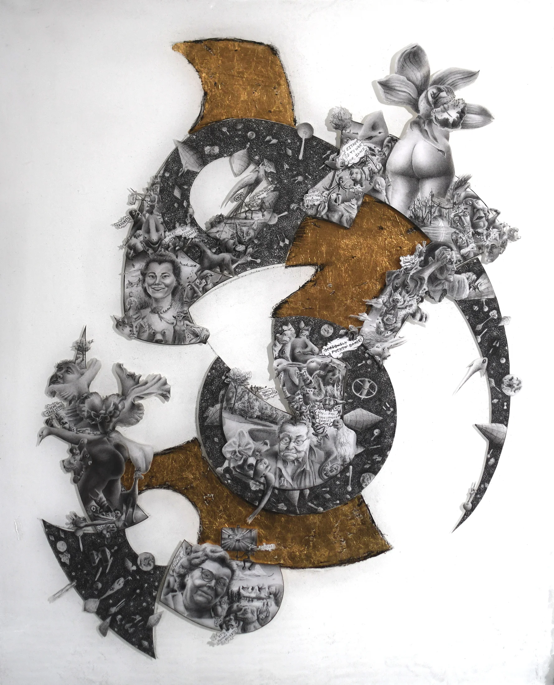 This was the first Montage Sculpture Drawing I ever made here is a link to a time-lapse video of it's creation Cantari#6 (Untitled) 30x24in 2018 March