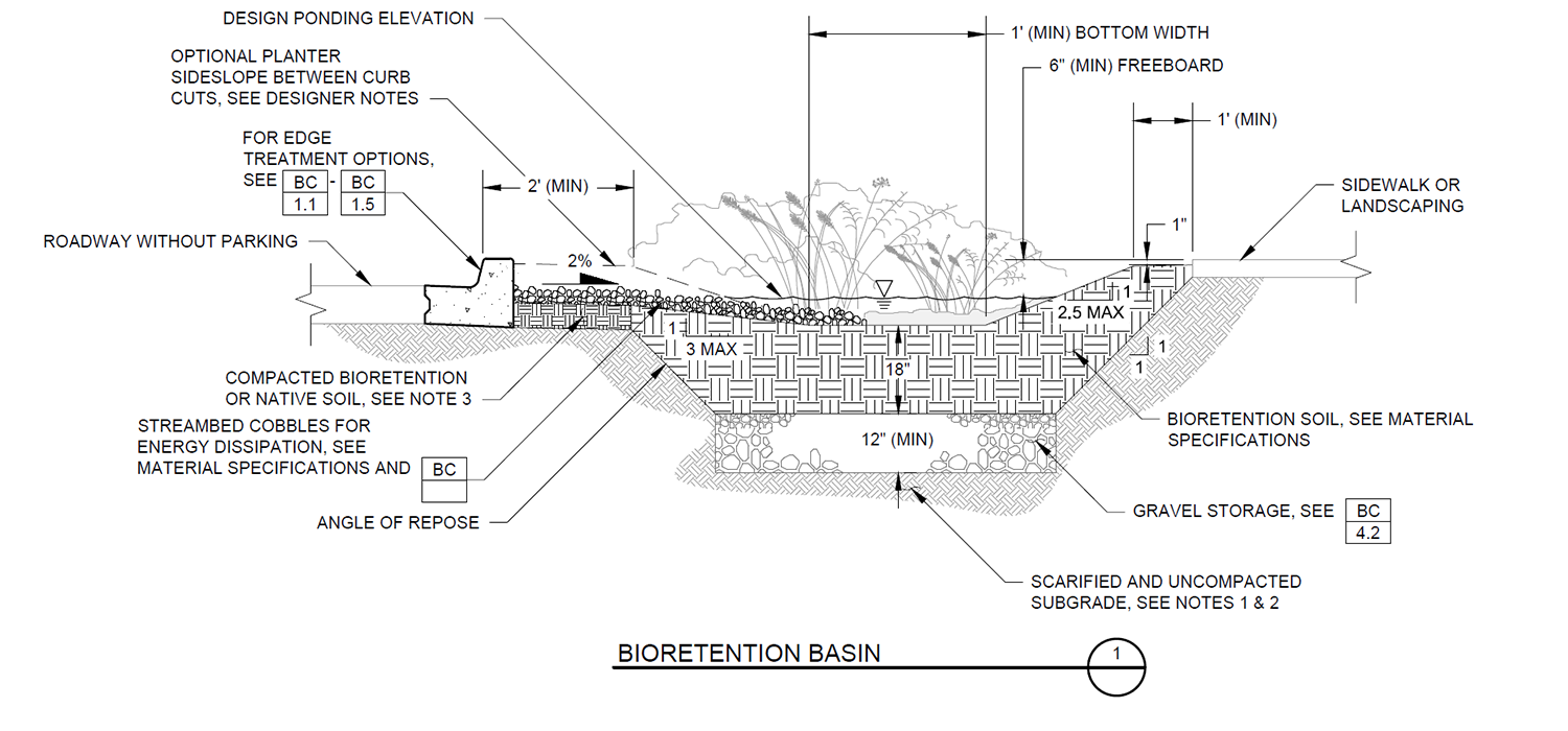 bioretention basin detail