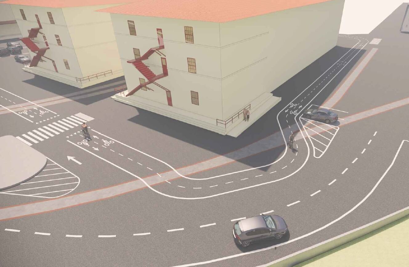 building E bike lane rendering