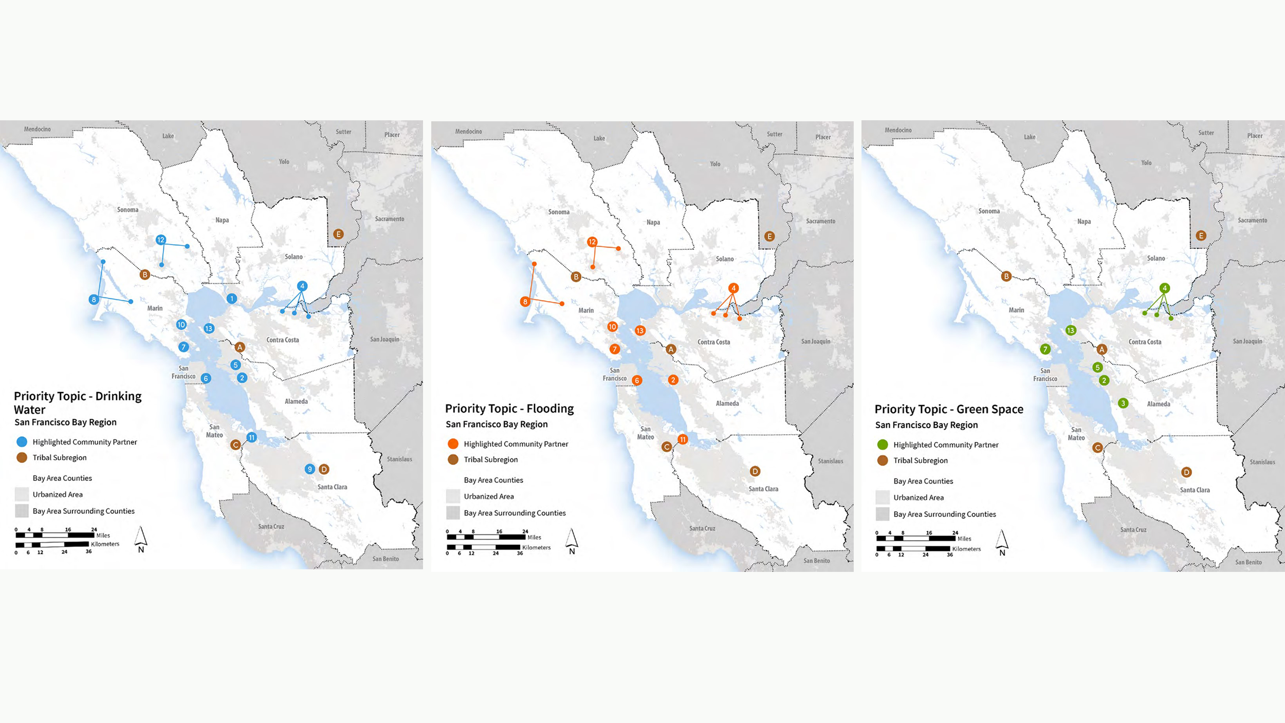 mapped results of needs assessment findings in the Bay Area