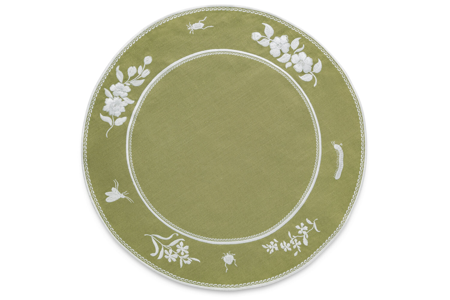 Set of 4 PVC NON CLEAR Oval Placemats(18x12) ENGRAVED LEAVES ON LIGHT  GREEN,AL