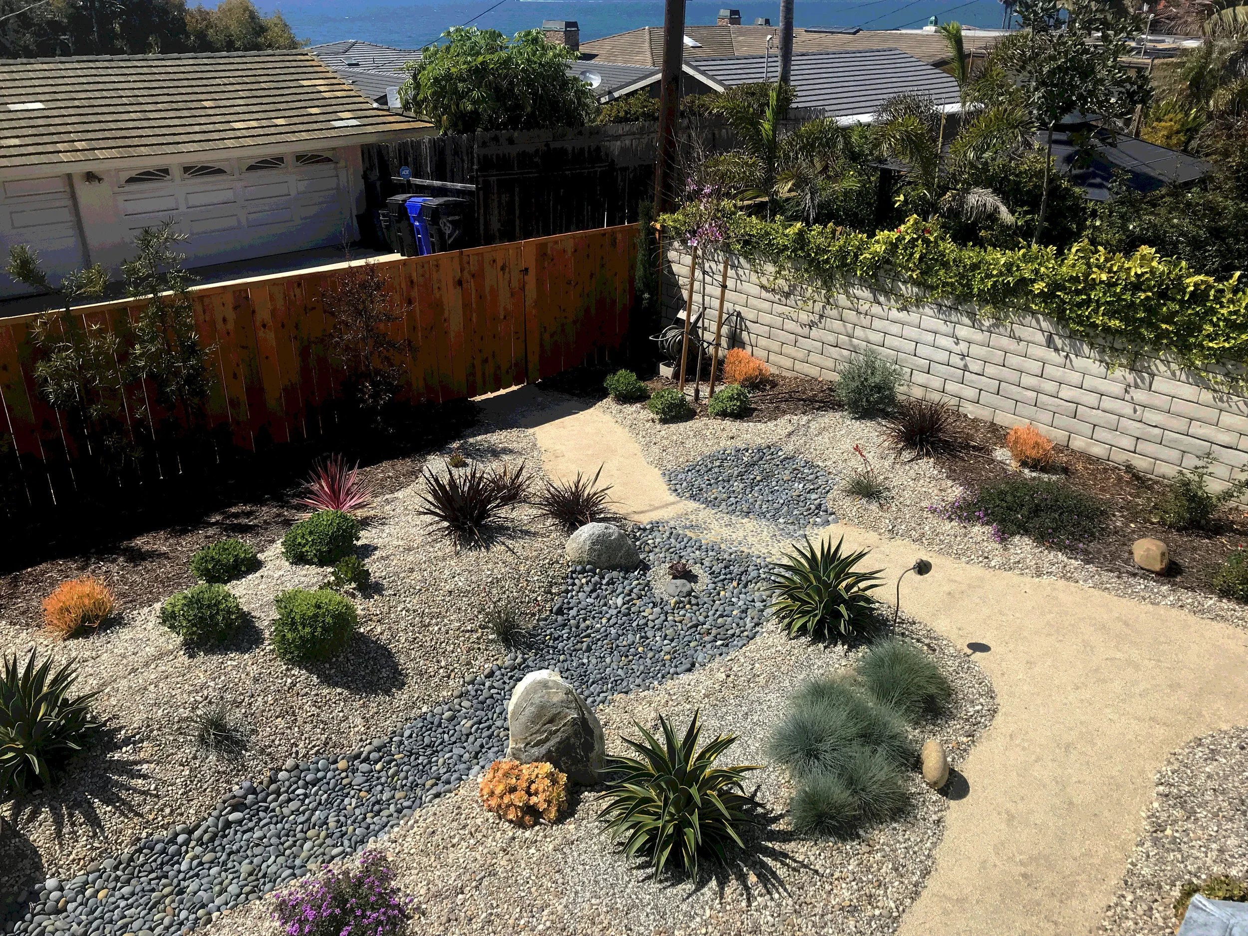 'Japanese Rock Stream Garden' in Sunset Cliffs installed landscape - Sunset Cliffs, San Diego