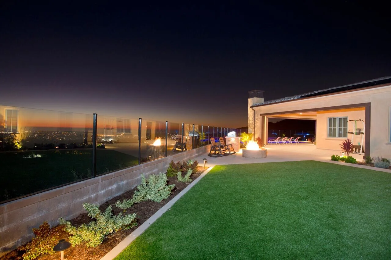 'Aquatic Sunset Panorama' in Encinitas installed landscape - Encinitas, North County San Diego