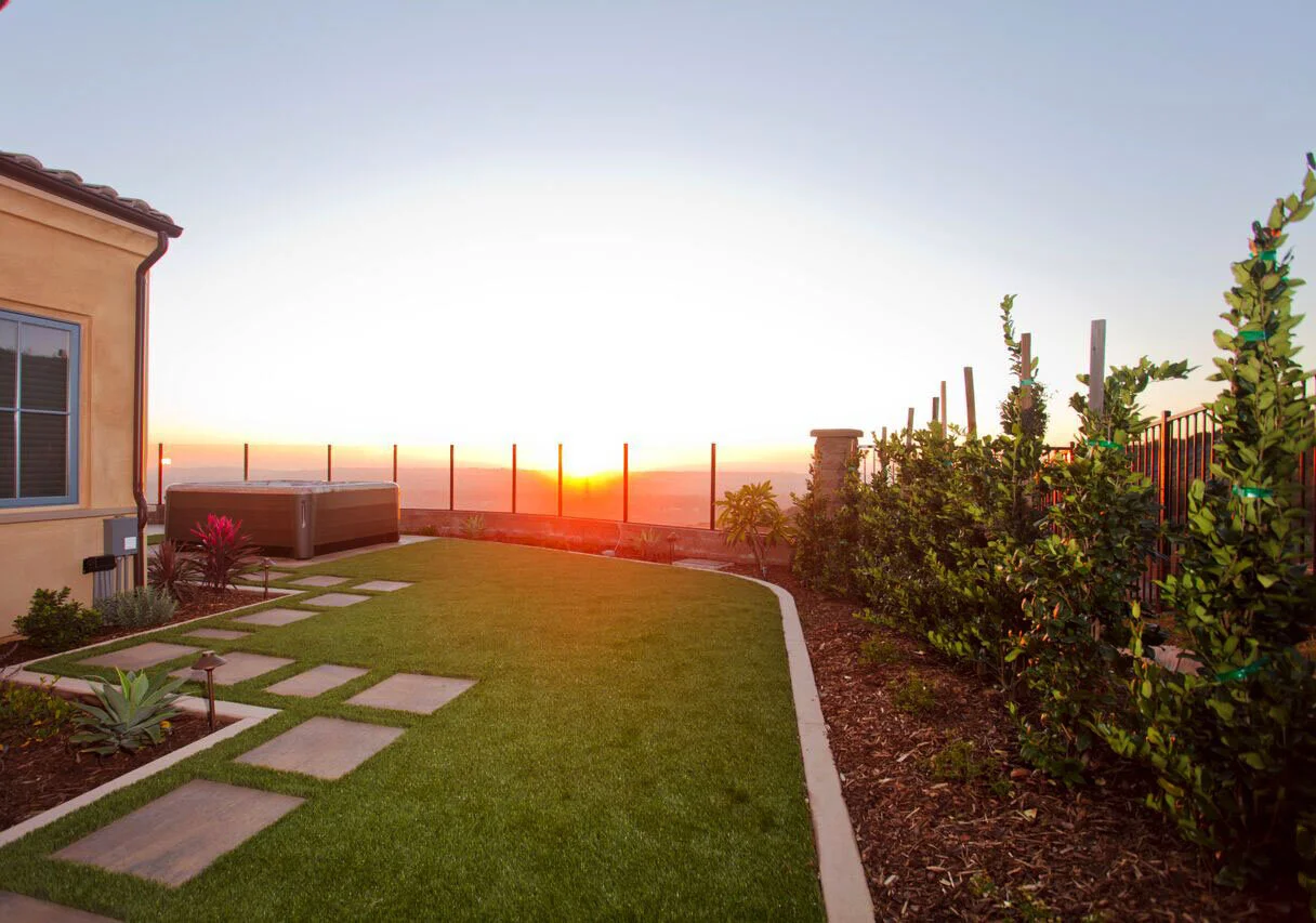 'Aquatic Sunset Panorama' in Encinitas installed landscape - Encinitas, North County San Diego