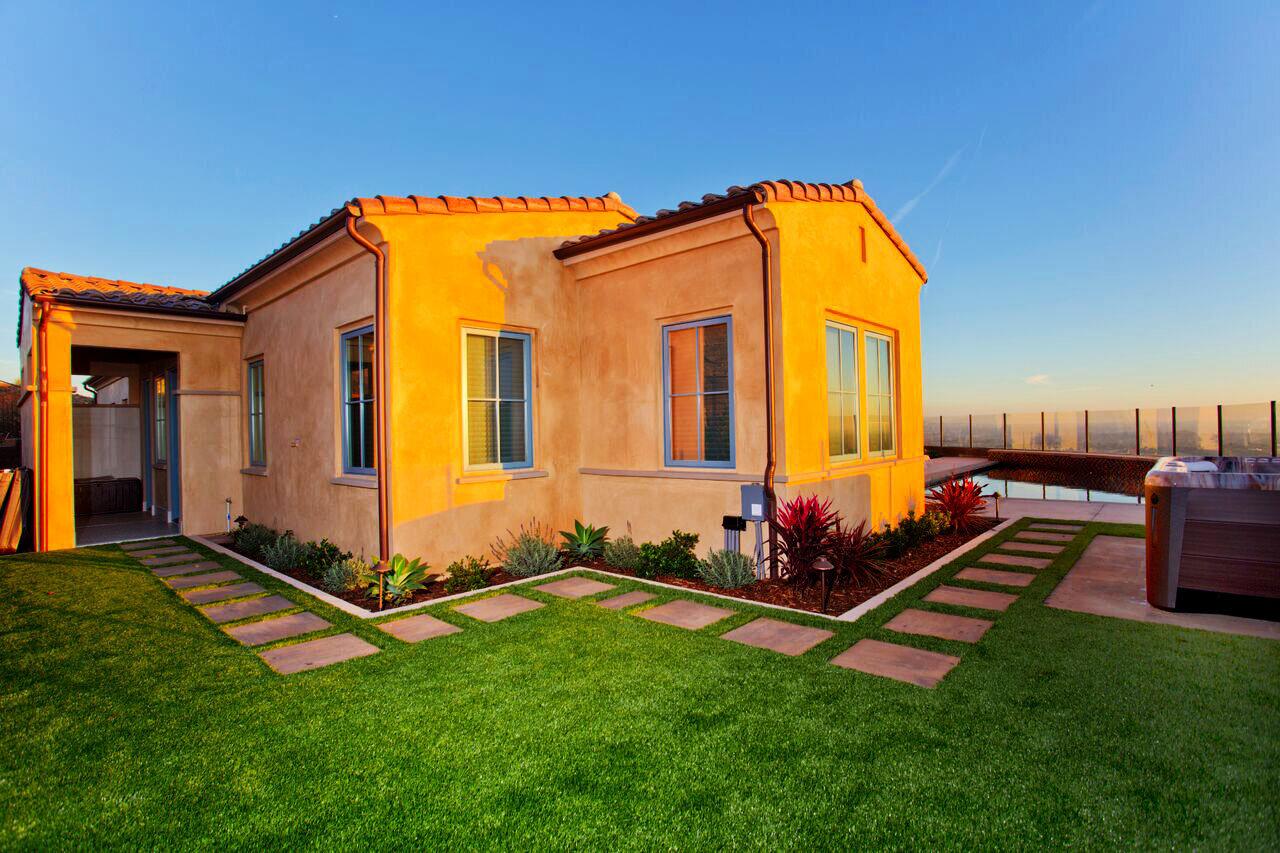 'Aquatic Sunset Panorama' in Encinitas installed landscape - Encinitas, North County San Diego