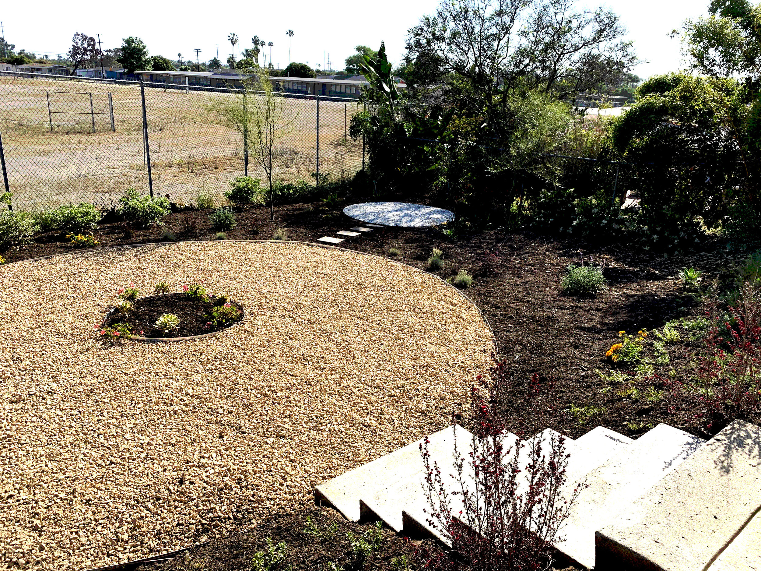 'Galactic Portals' in Clairemont installed landscape - Clairemont, San Diego