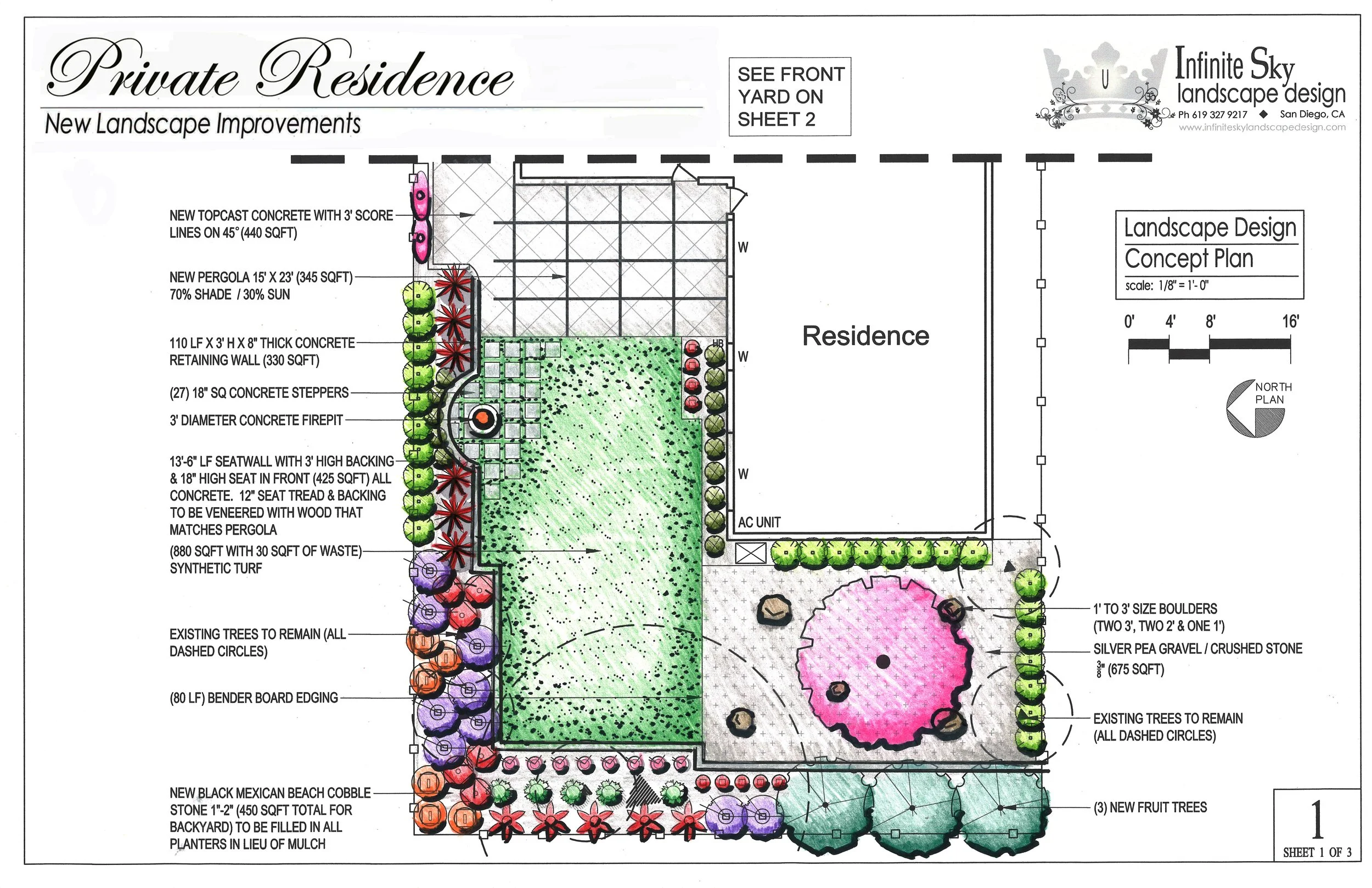 'Crescent Moon Fire' in Poway landscape design plan