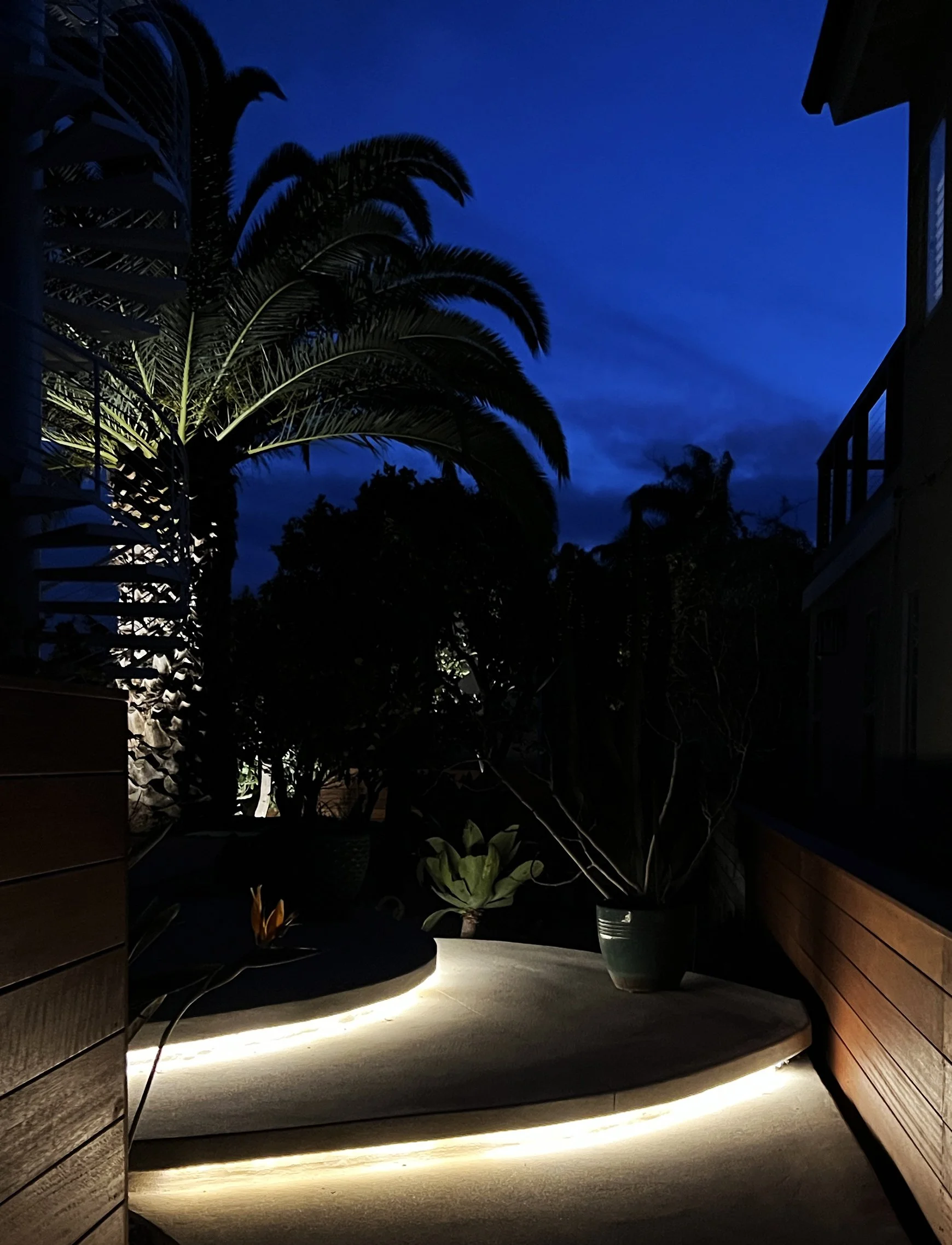 'Stairwaves of Light' in Point Loma installed landscape - Point Loma, San Diego
