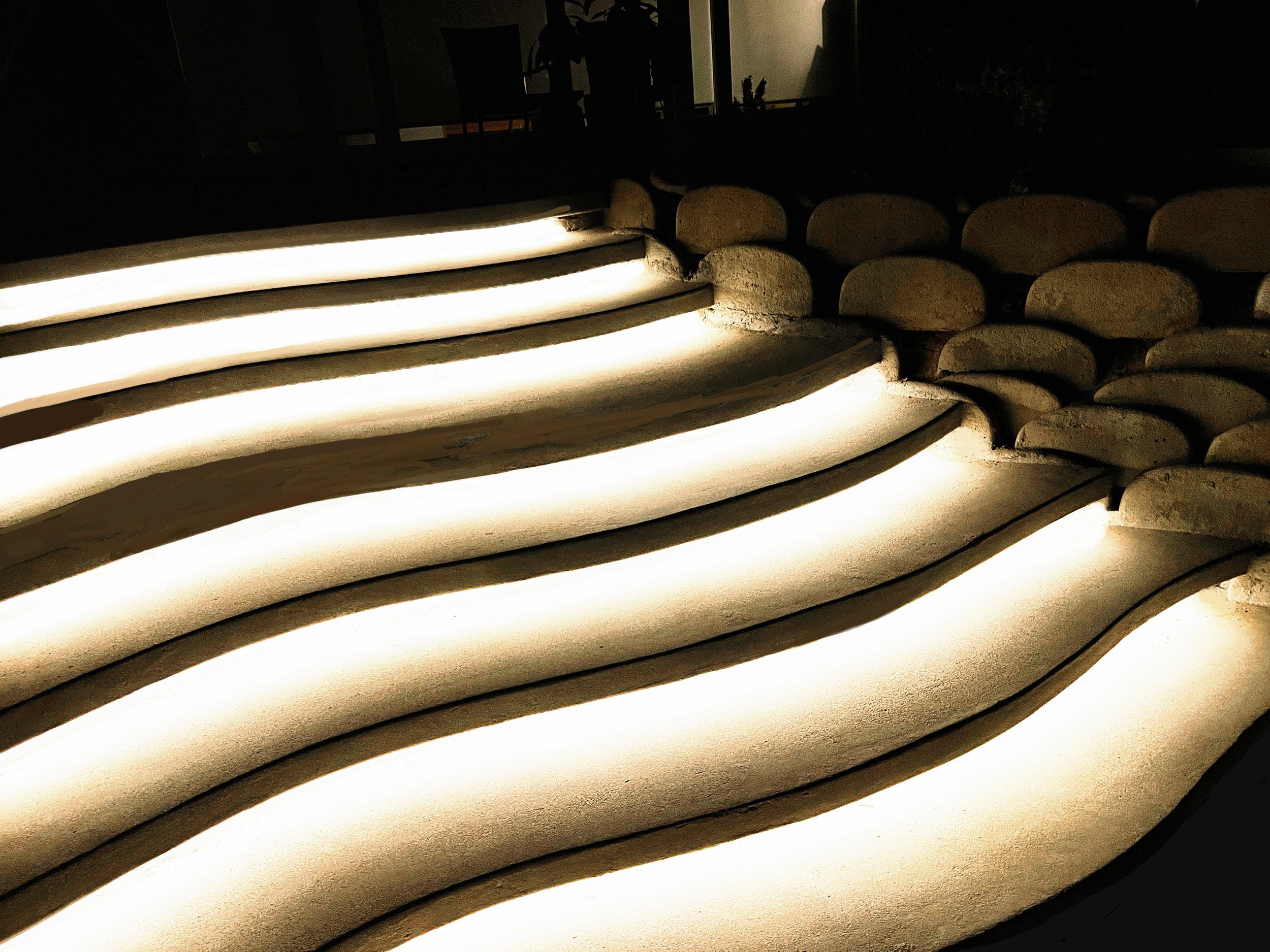'Stairwaves of Light' in Point Loma installed landscape - Point Loma, San Diego