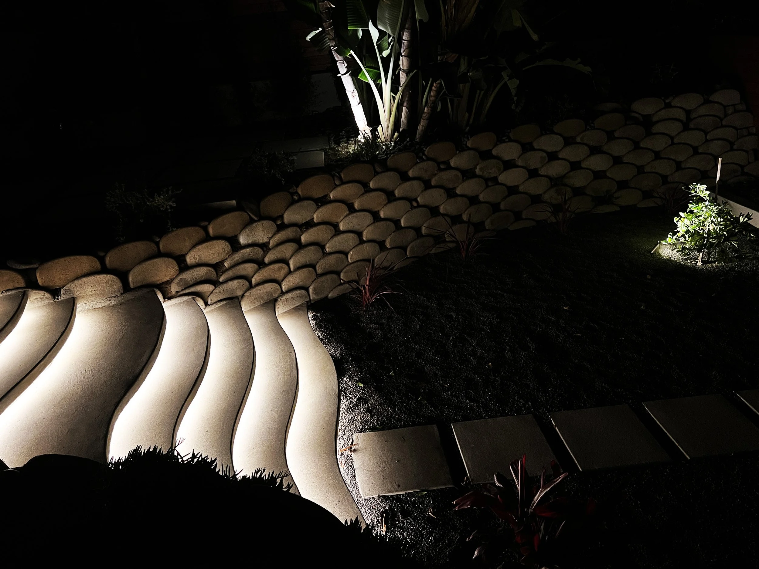 'Stairwaves of Light' in Point Loma installed landscape - Point Loma, San Diego
