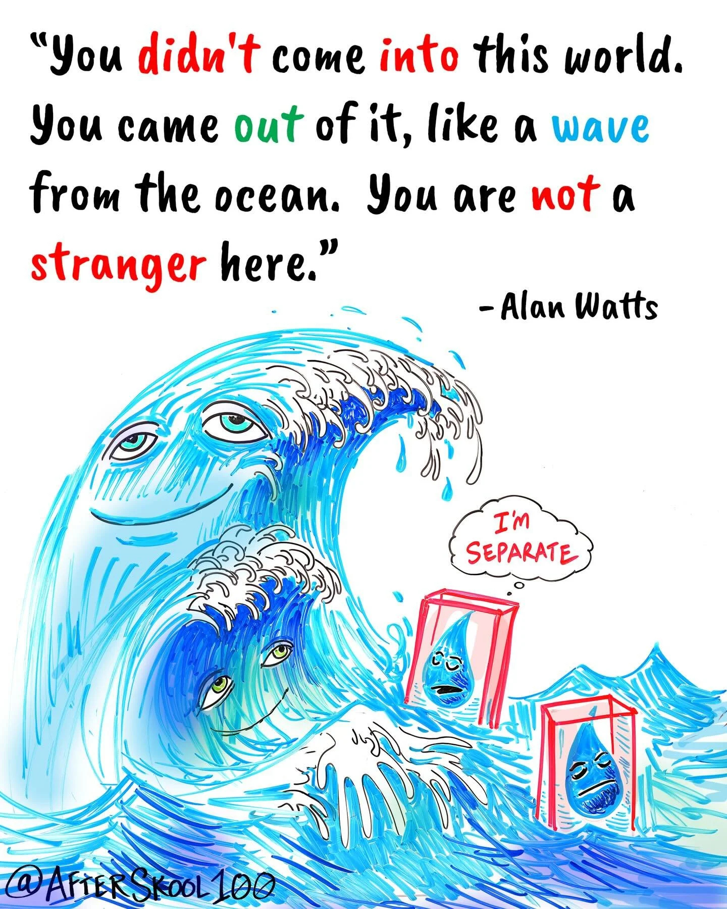 New animation from the timeless wisdom of Alan Watts - &ldquo;the myth that keeps you trapped&rdquo;. This one is an all-time classic that had to be animated. It was such a joy to add art to this. Video is now live on After Skool 👁️