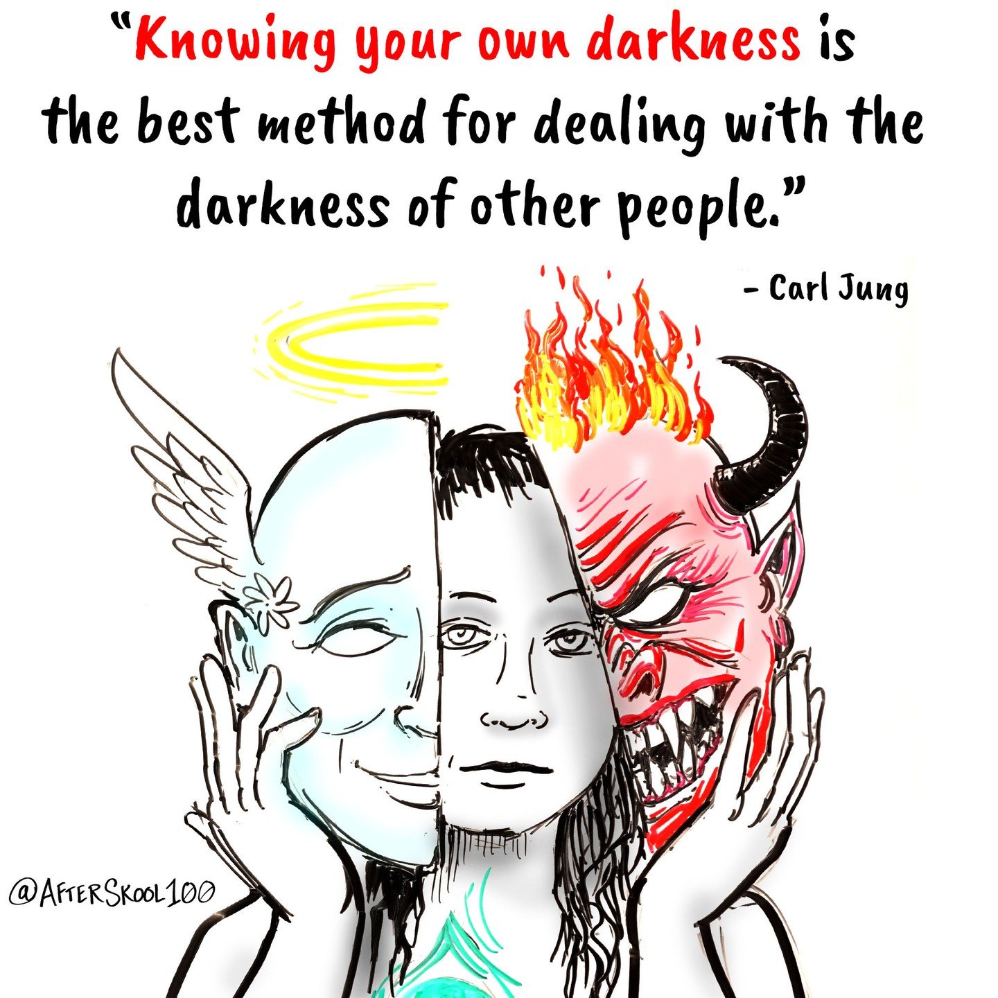 We all have a dark side. When we are unaware of our dark side, we project it on to the external world. A hurt person lashes out and hurts others. When we understand our dark side, we no longer need to project, and it also becomes easy to spot the pro