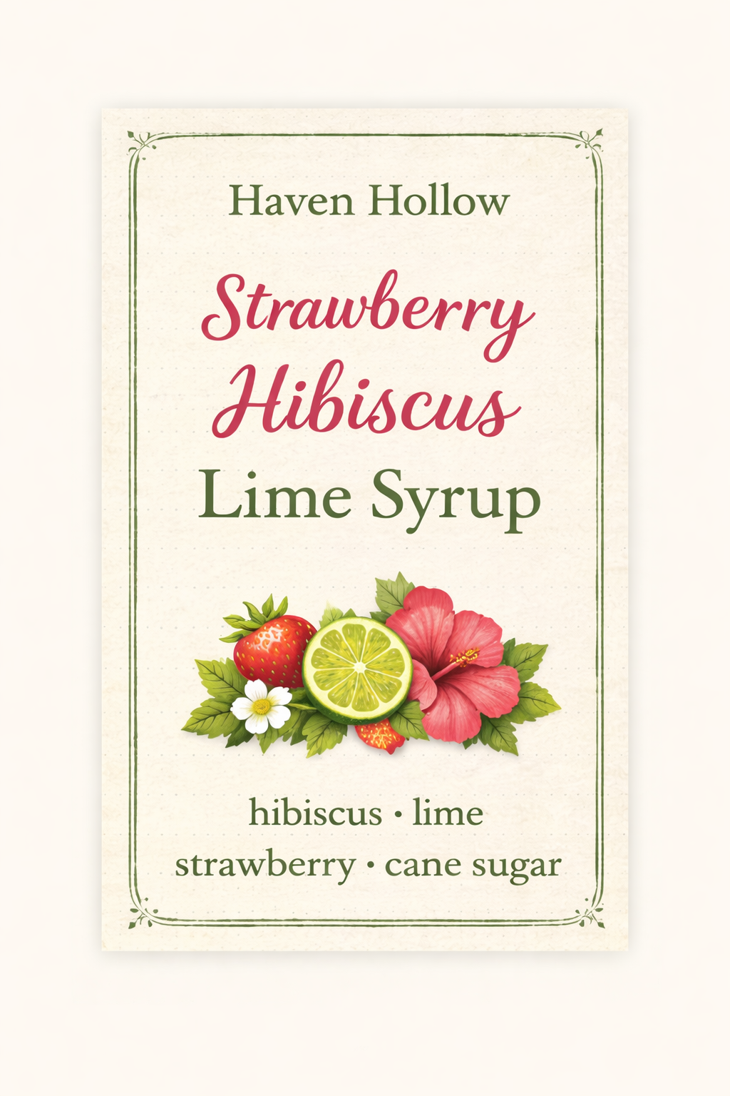 Strawberry simple syrup with hibiscus and lime for a refreshing summer drink